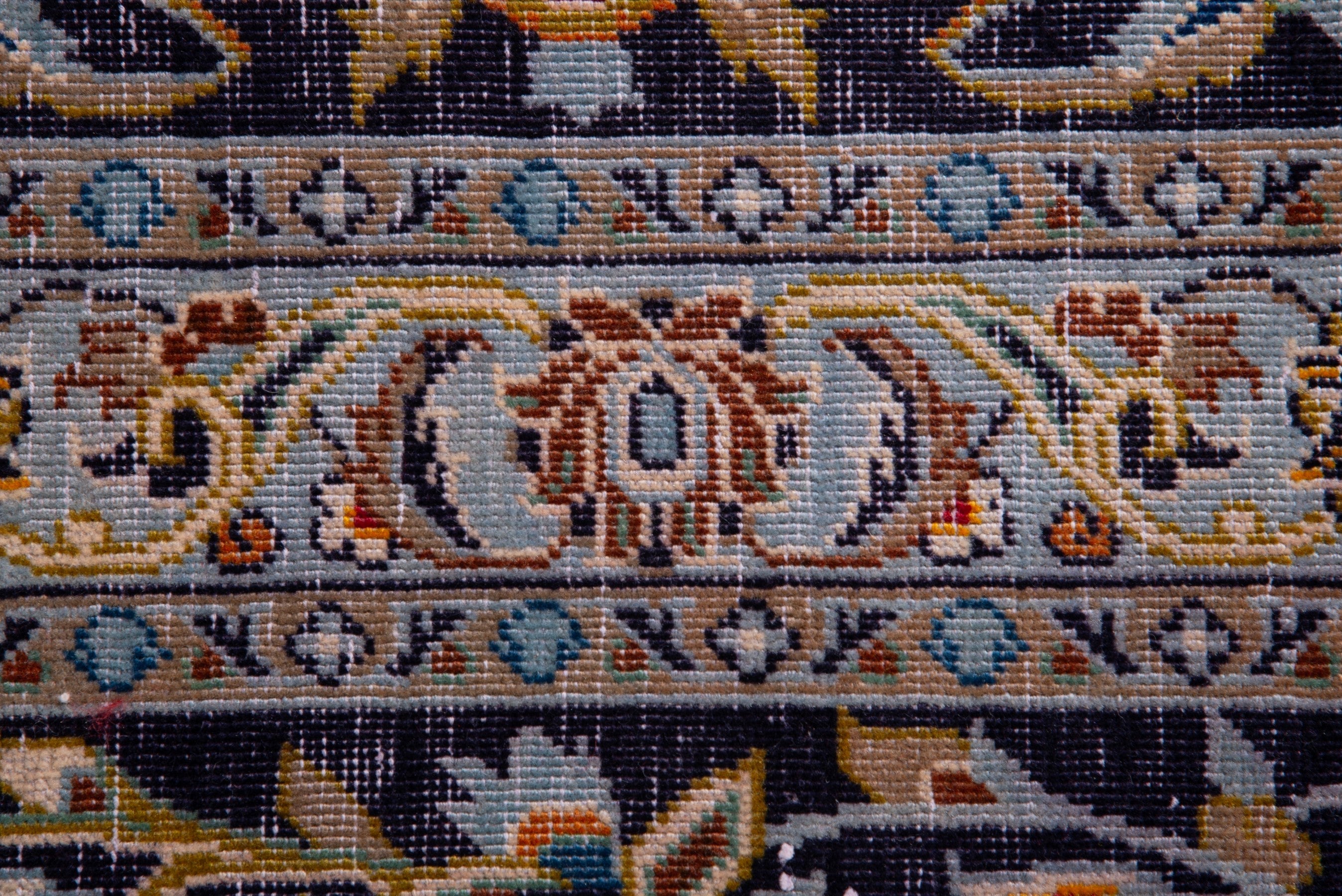 Persian Kashan oversized rug in navy and gold, view 14 of 20