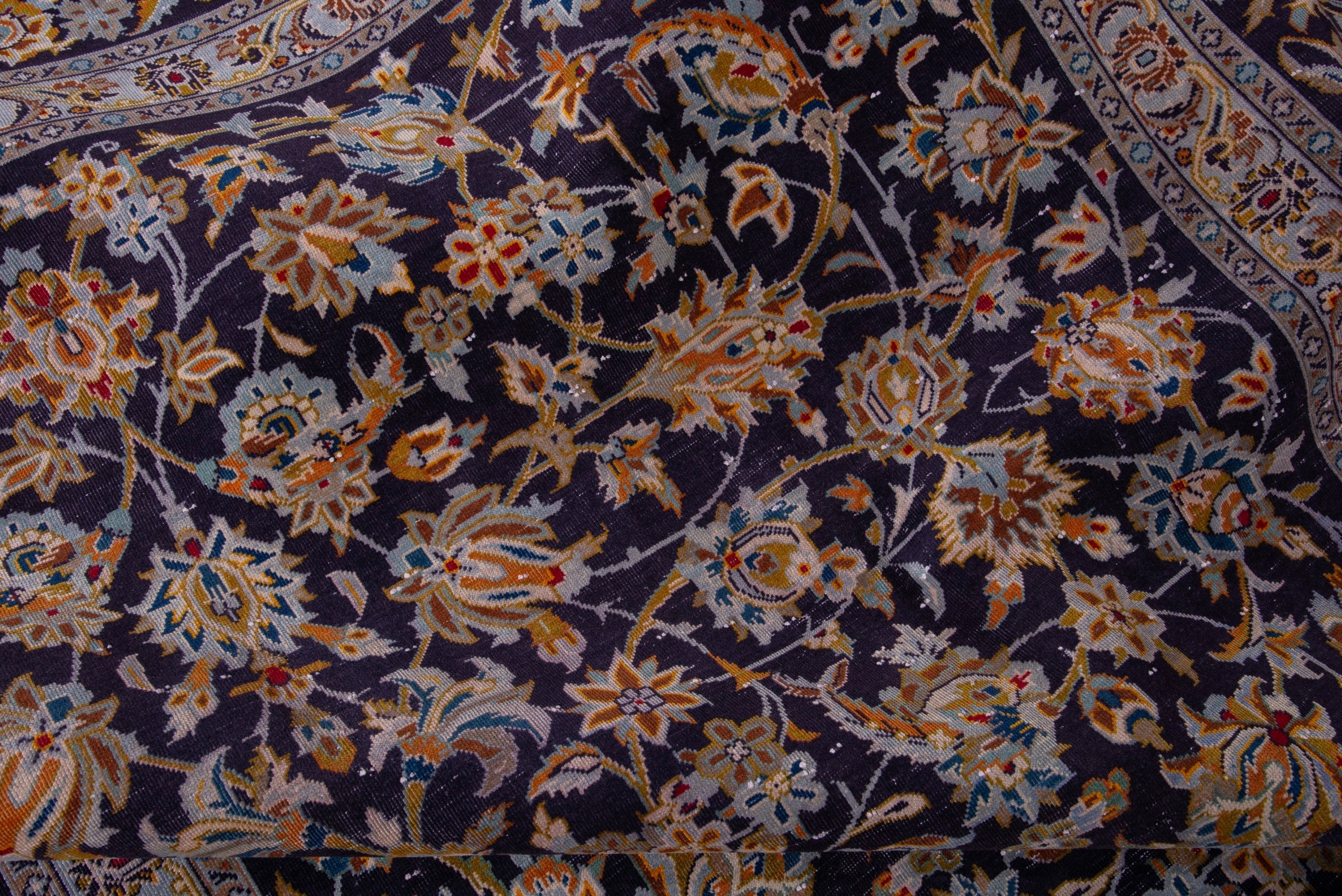 Persian Kashan oversized rug in navy and gold, view 16 of 20
