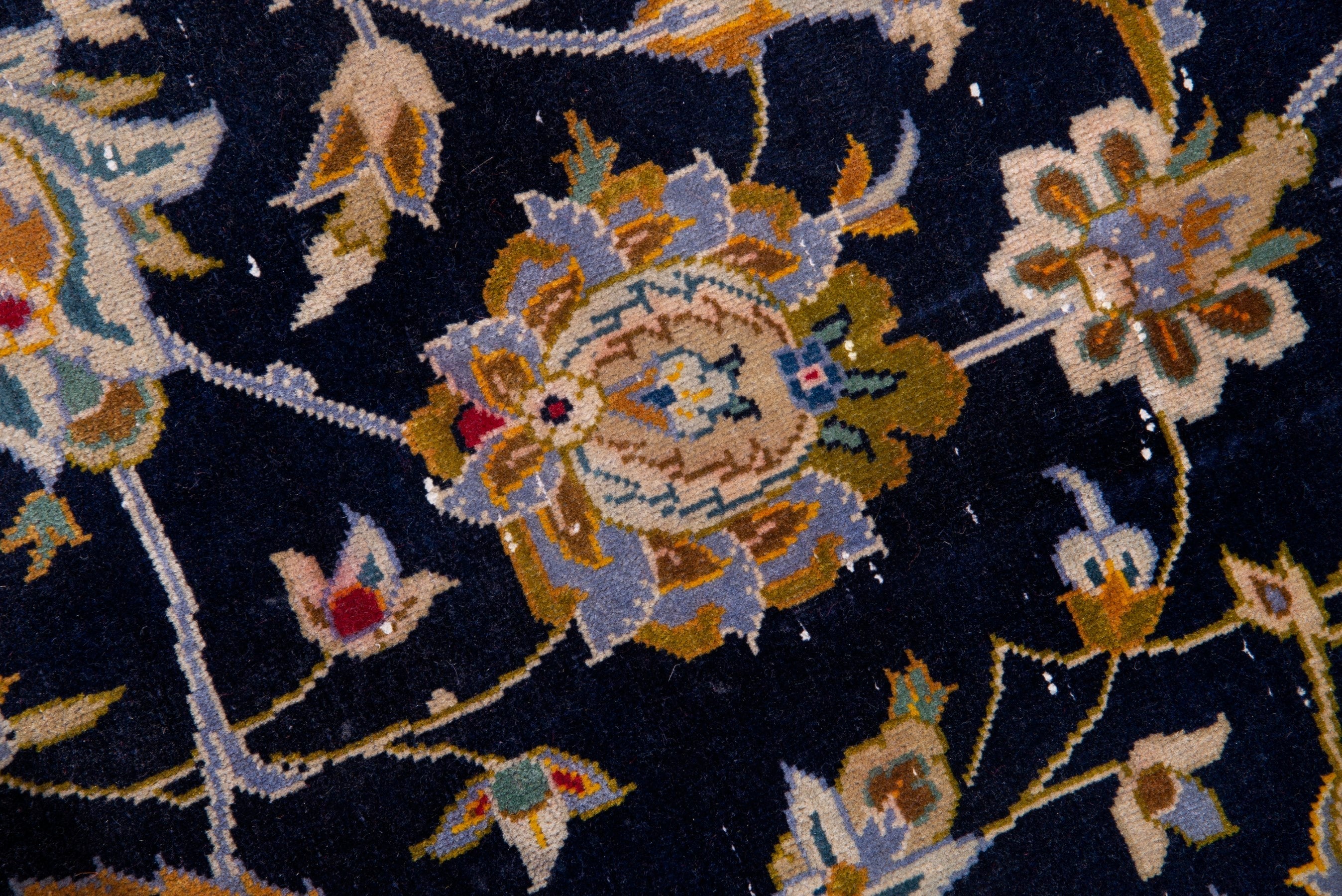 Persian Kashan oversized rug in navy and antique gold, view 11 of 22