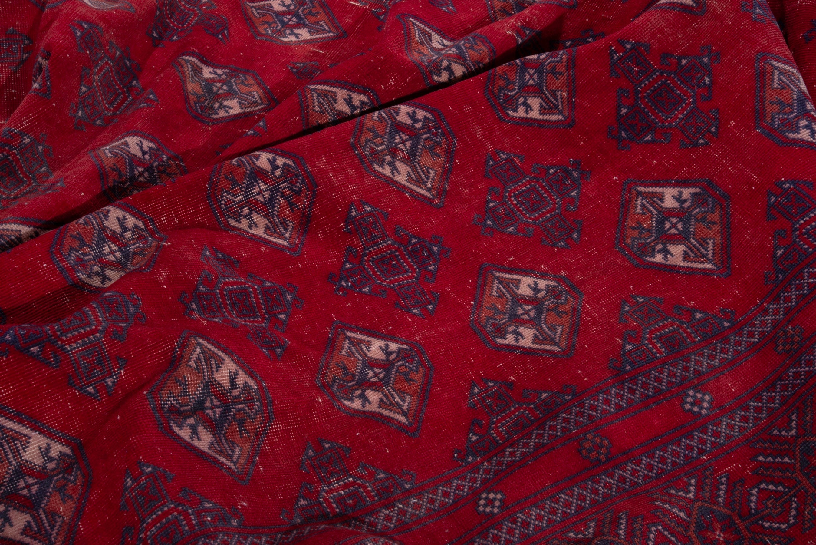 Persian Torkaman oversized rug in deep red and burgundy, view 15 of 21