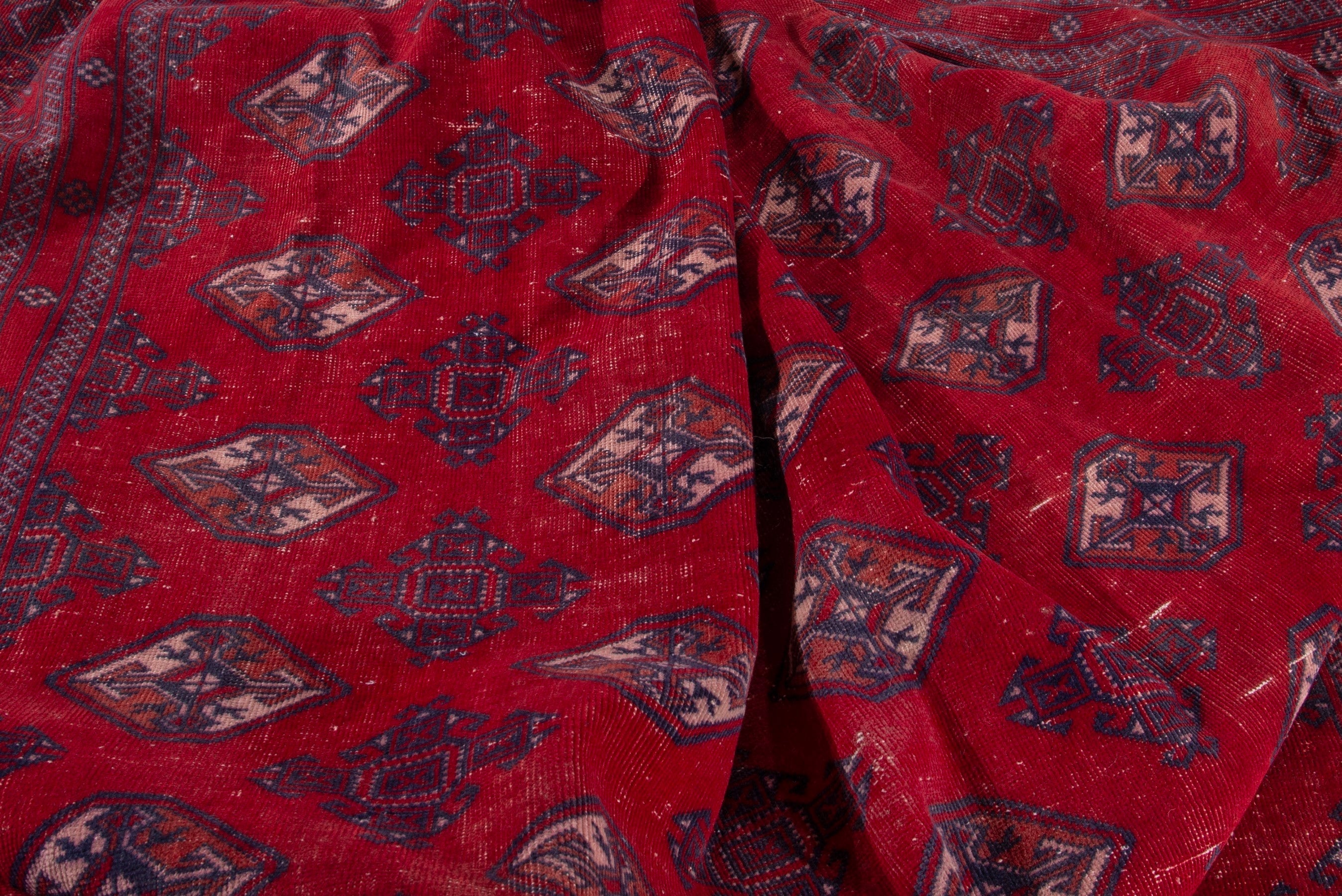 Persian Torkaman oversized rug in deep red and burgundy, view 16 of 21