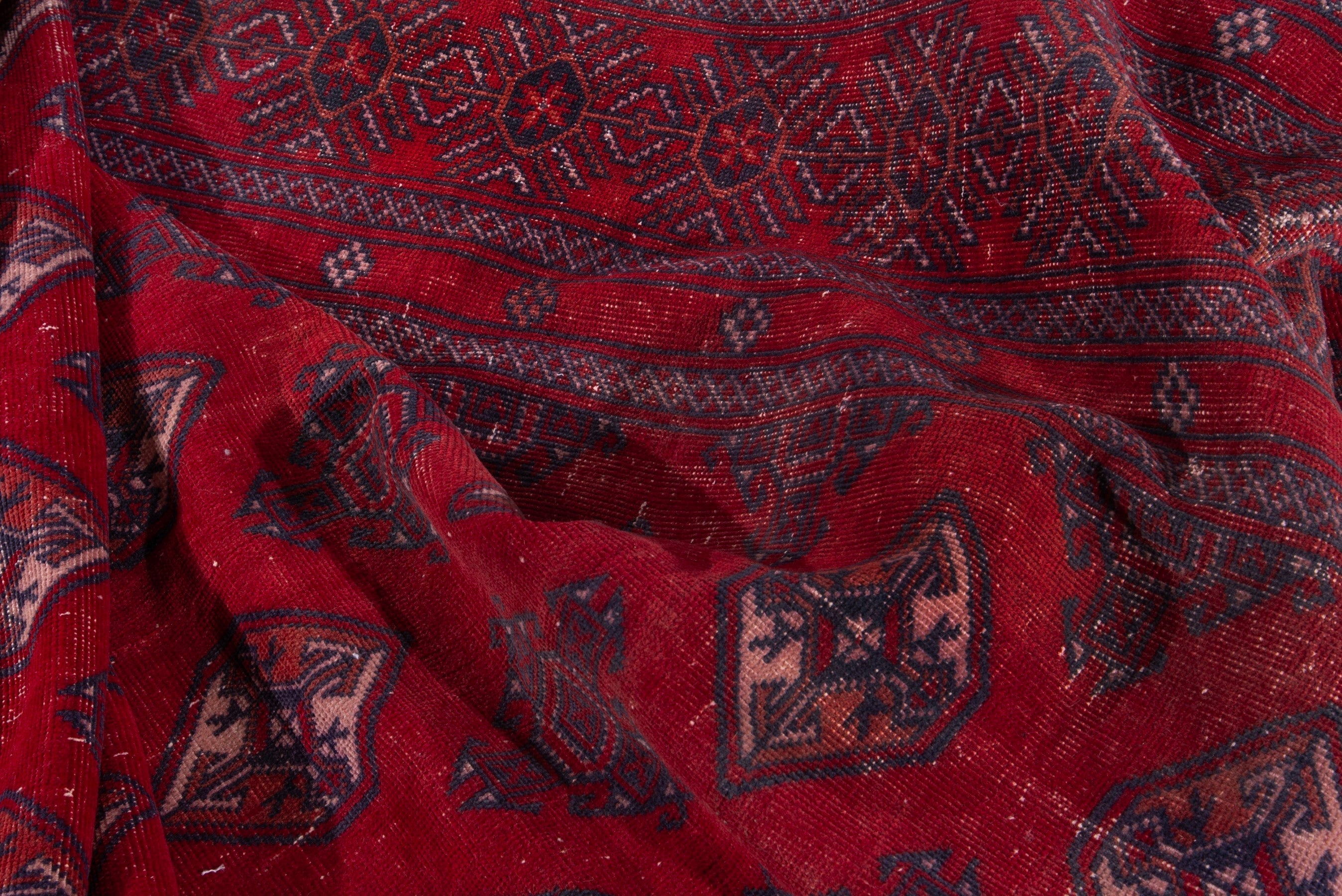 Persian Torkaman oversized rug in deep red and burgundy, view 17 of 21