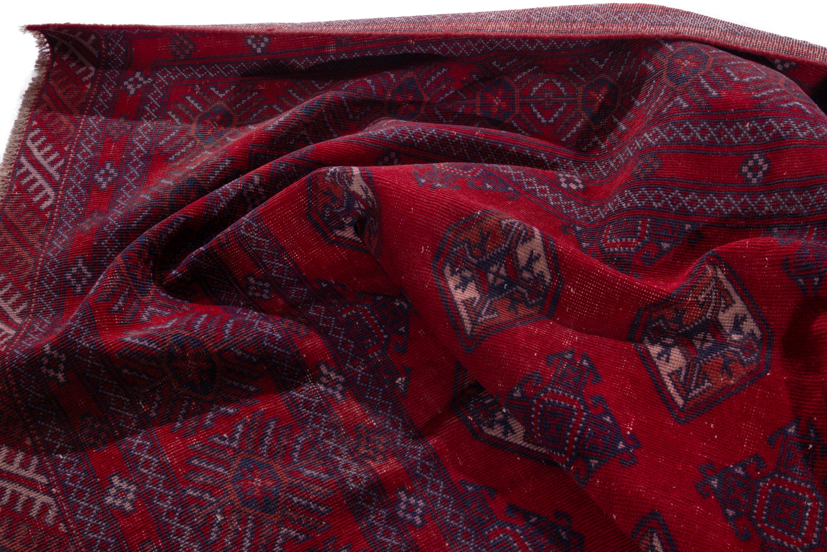 Persian Torkaman oversized rug in deep red and burgundy, view 18 of 21