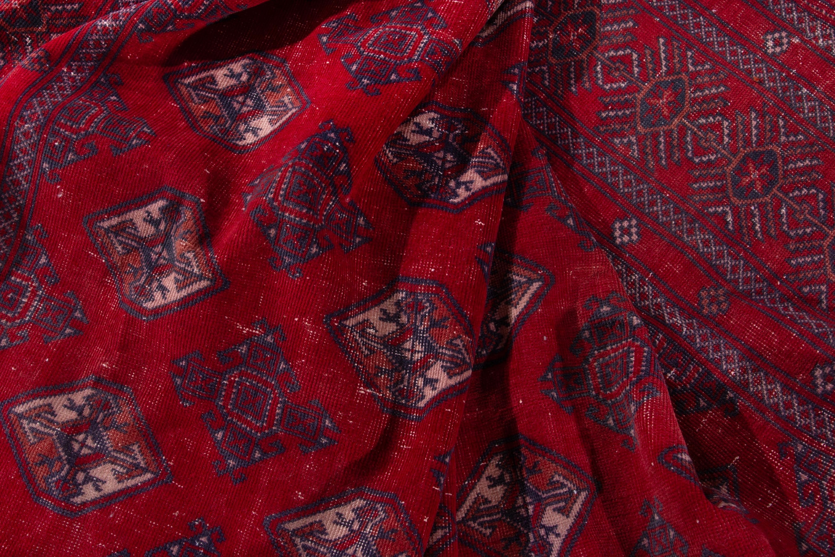 Persian Torkaman oversized rug in deep red and burgundy, view 19 of 21