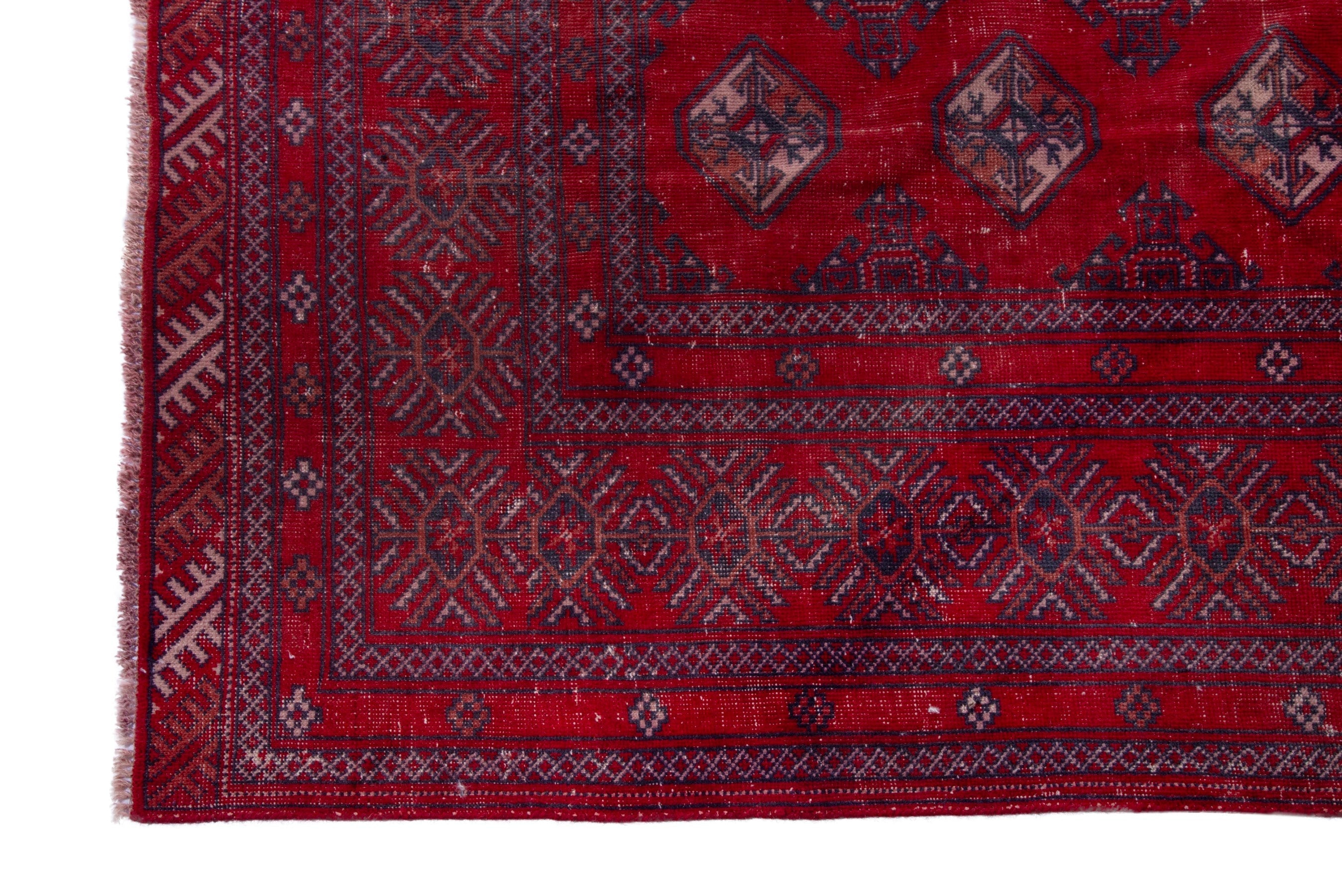 Persian Torkaman oversized rug in deep red and burgundy, view 5 of 21