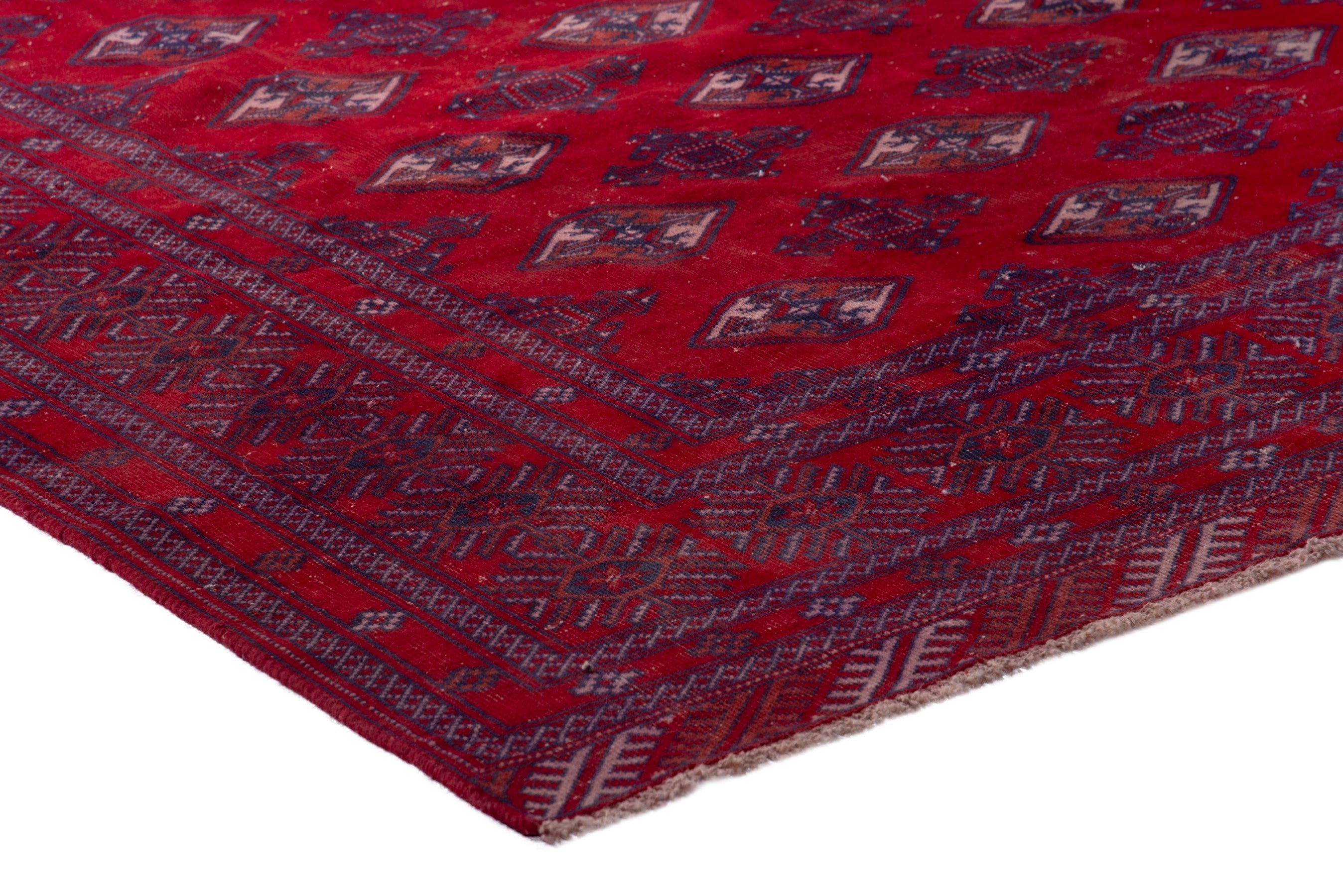 Persian Torkaman oversized rug in deep red and burgundy, view 4 of 21