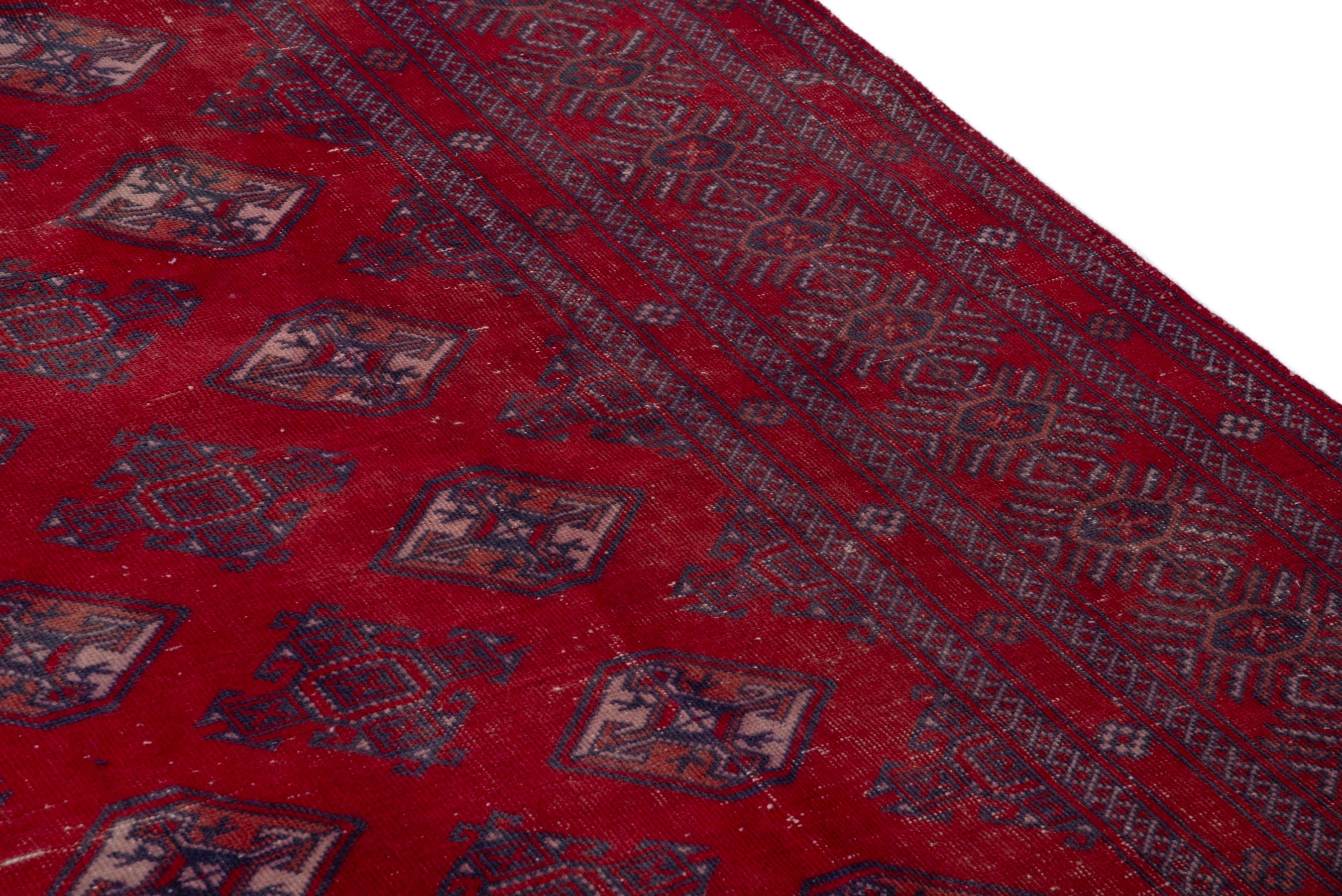 Persian Torkaman oversized rug in deep red and burgundy, view 7 of 21