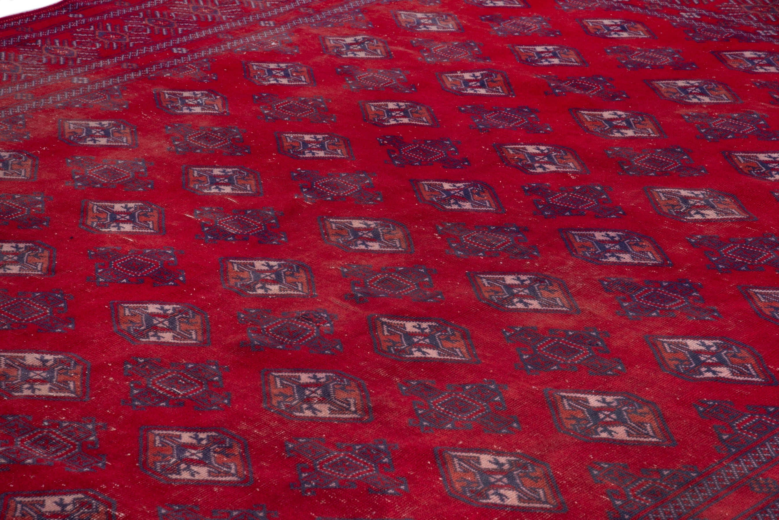 Persian Torkaman oversized rug in deep red and burgundy, view 9 of 21