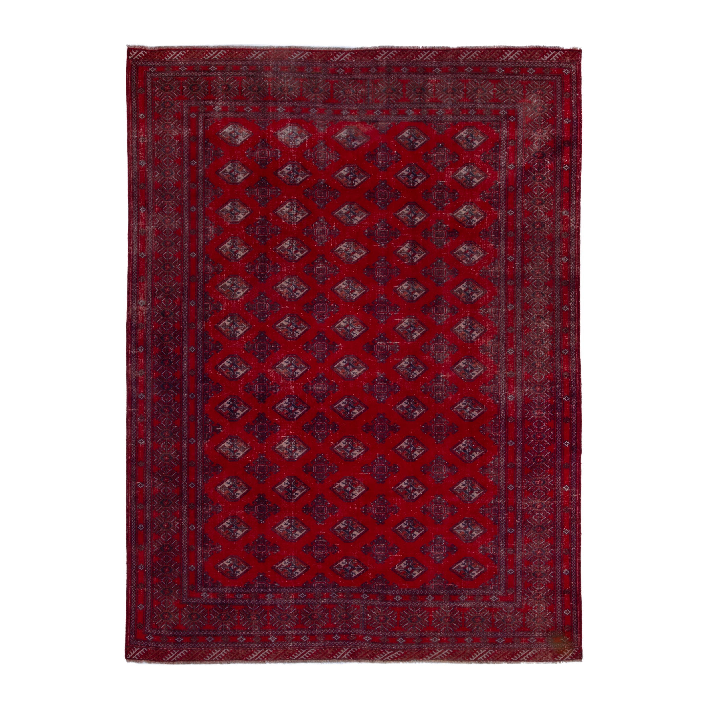 Persian Torkaman oversized rug in deep red and burgundy, 9'6" x 12'9"