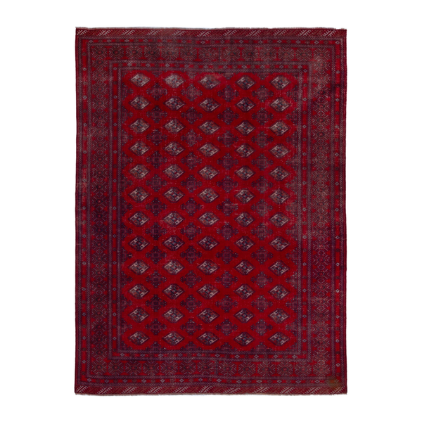 Persian Torkaman oversized rug in deep red and burgundy, 9'6" x 12'9"