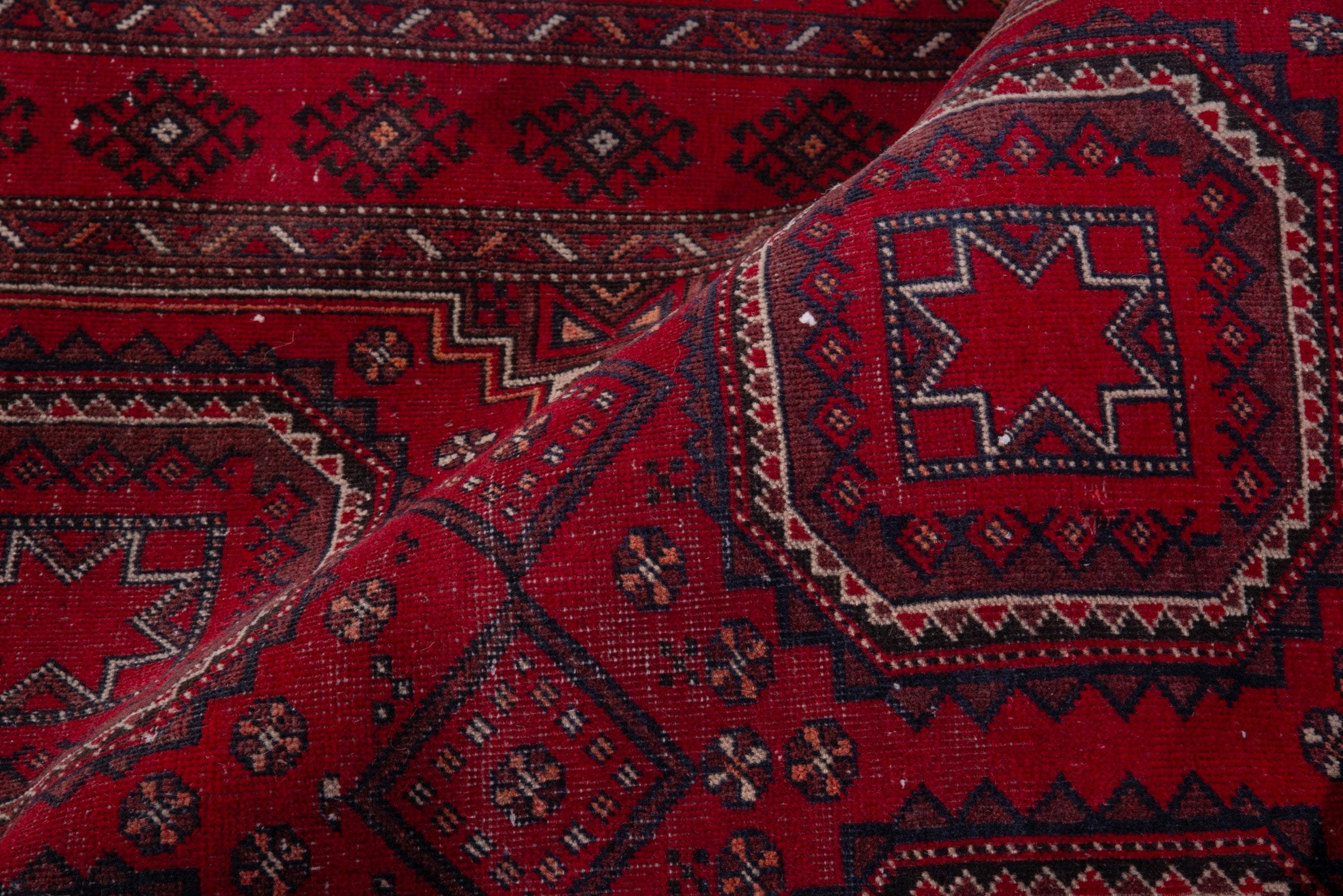Persian Baluch accent rug in deep red and burgundy, view 13 of 16
