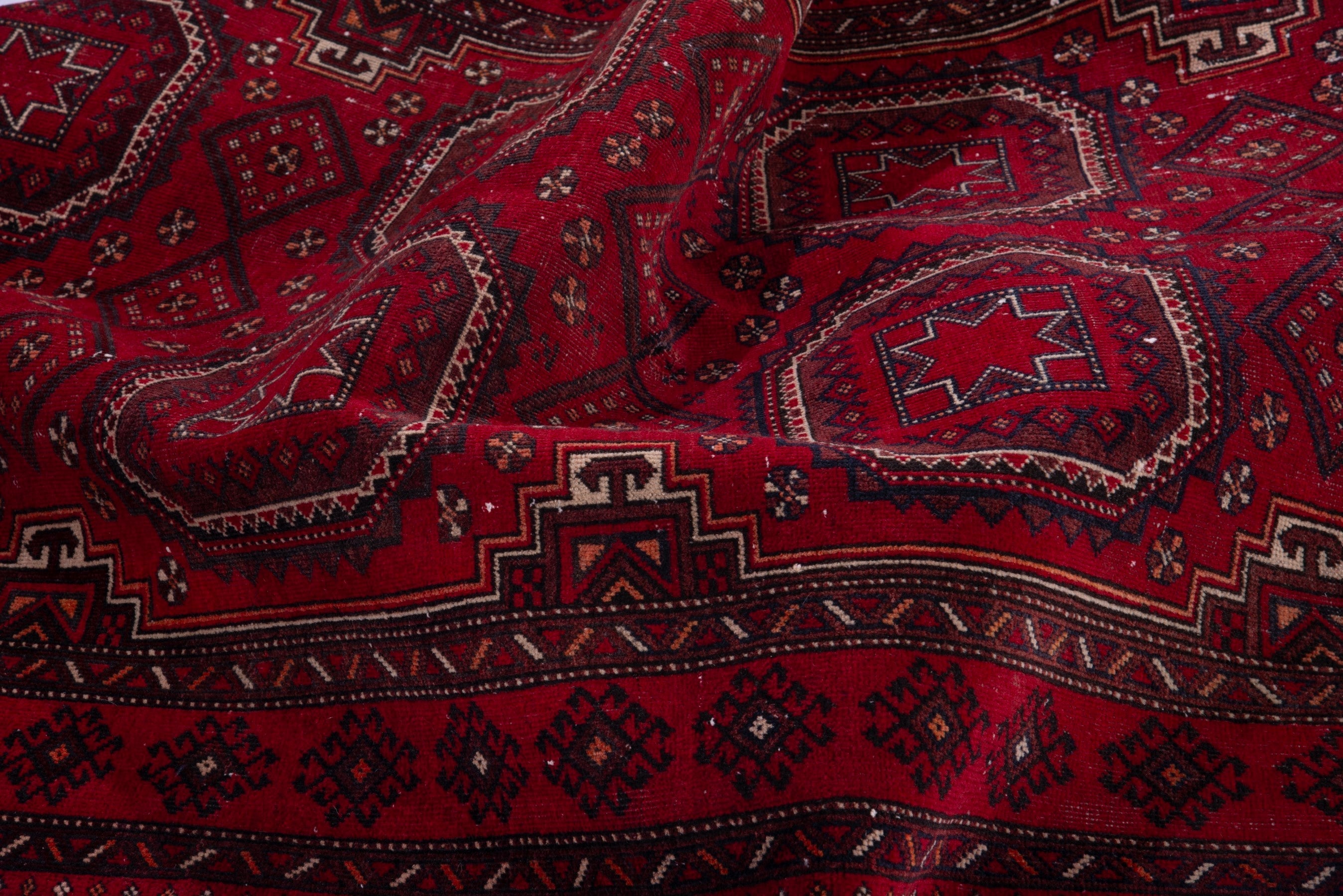Persian Baluch accent rug in deep red and burgundy, view 15 of 16