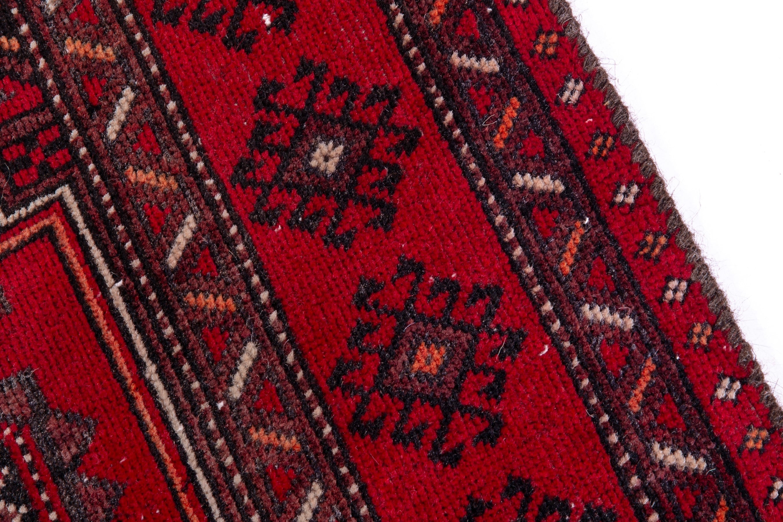 Persian Baluch accent rug in deep red and burgundy, view 7 of 16