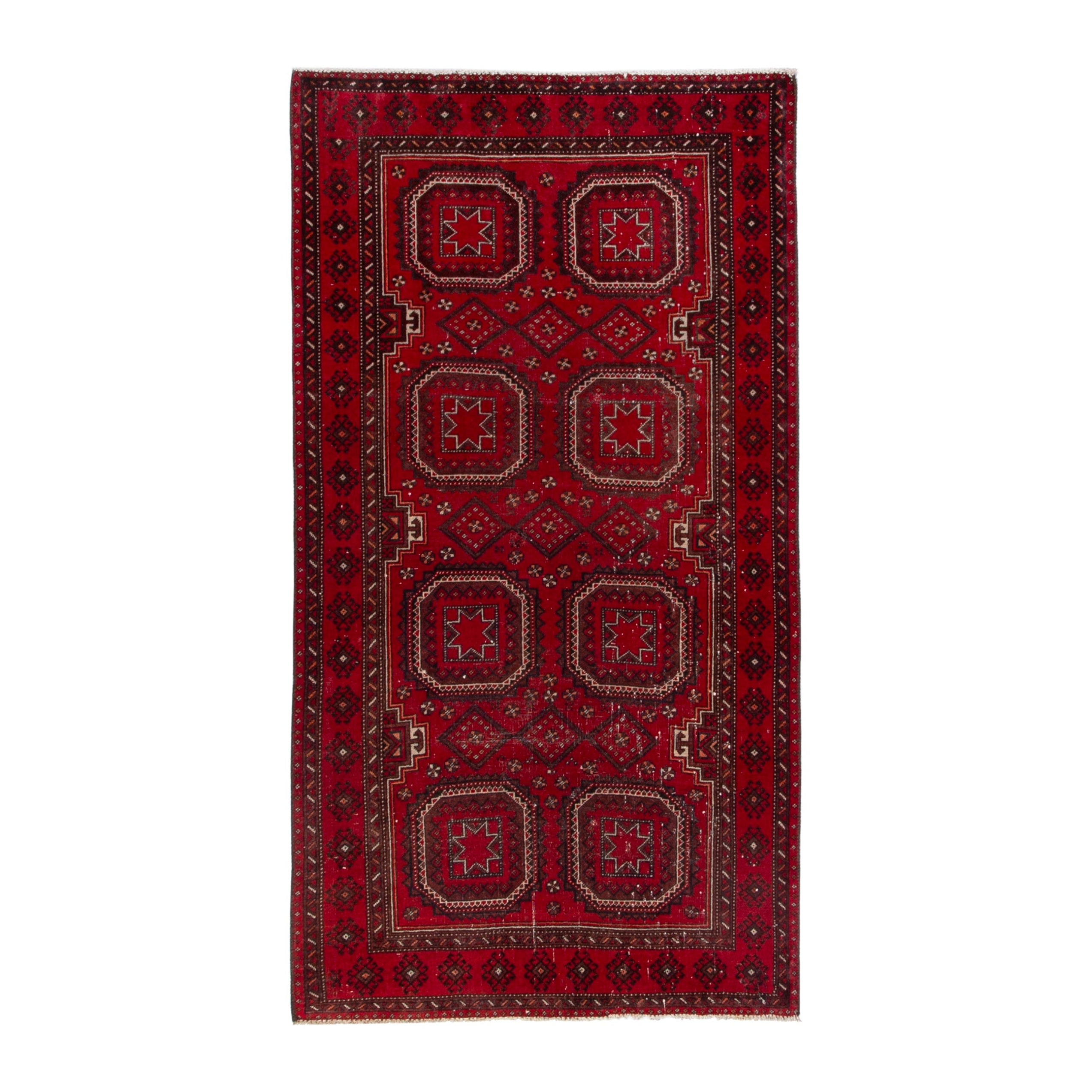 Persian Baluch accent rug in deep red and burgundy, 3'7" x 6'7"