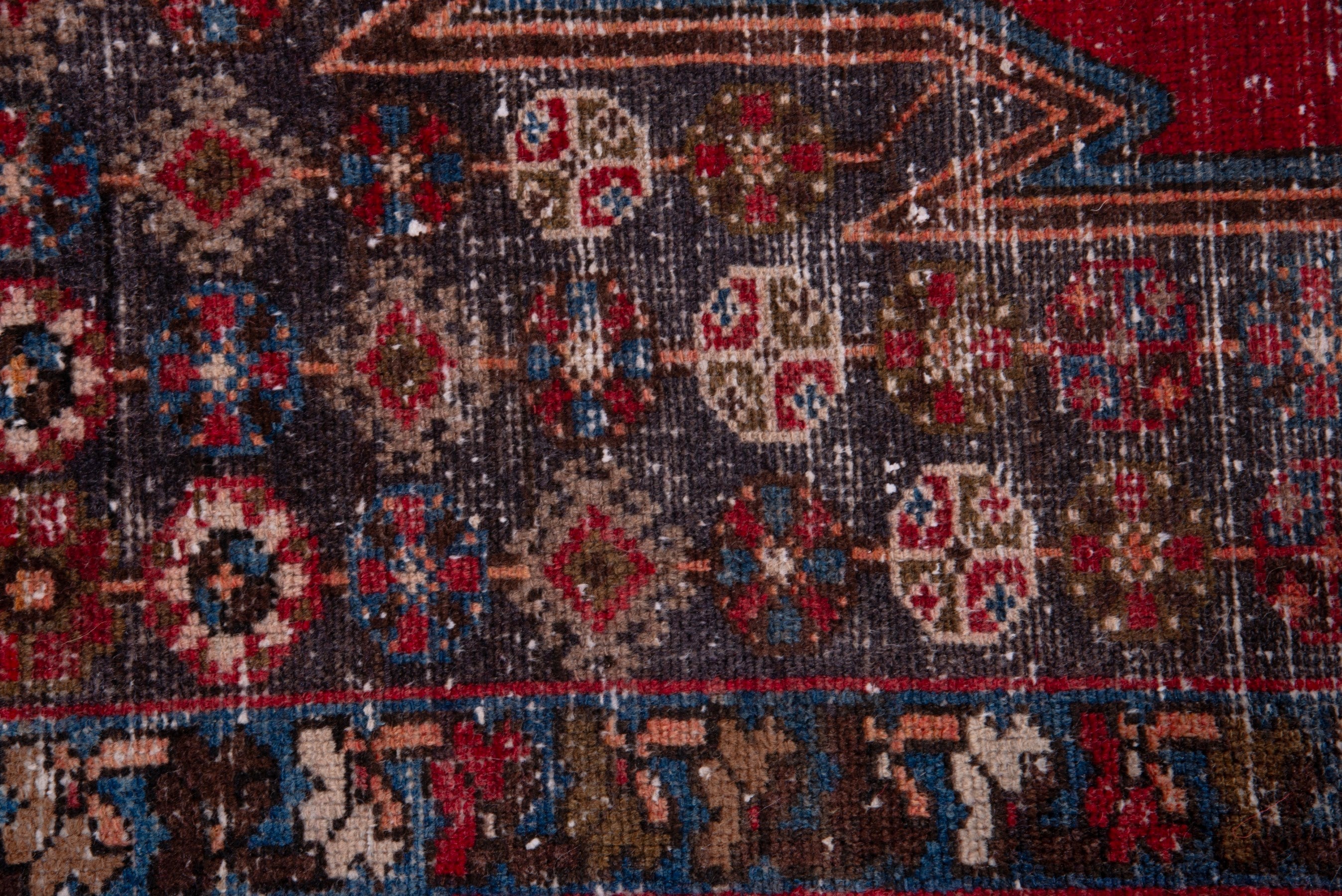 Persian Saveh accent rug in deep red and muted pink, view 10 of 17