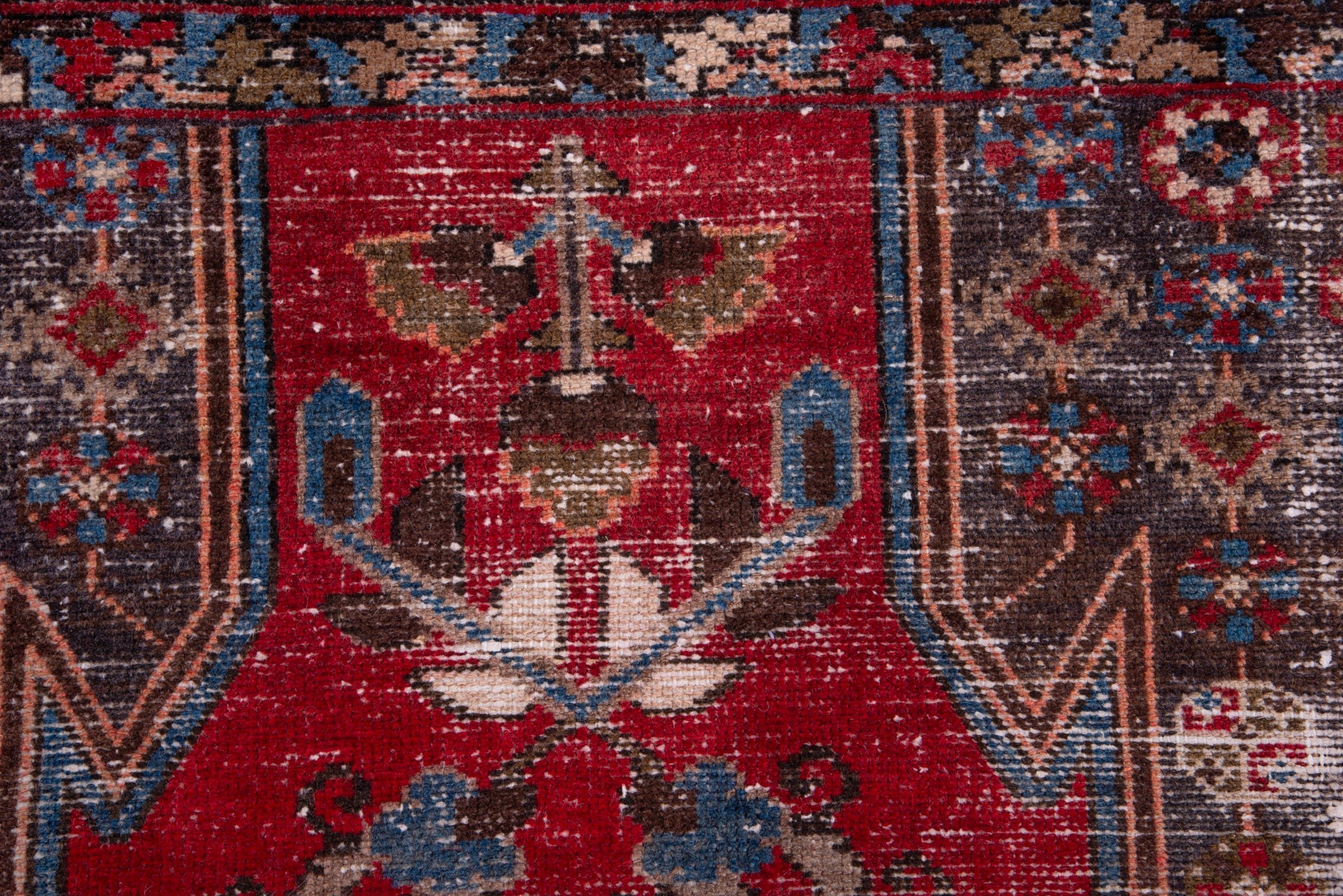 Persian Saveh accent rug in deep red and muted pink, view 11 of 17