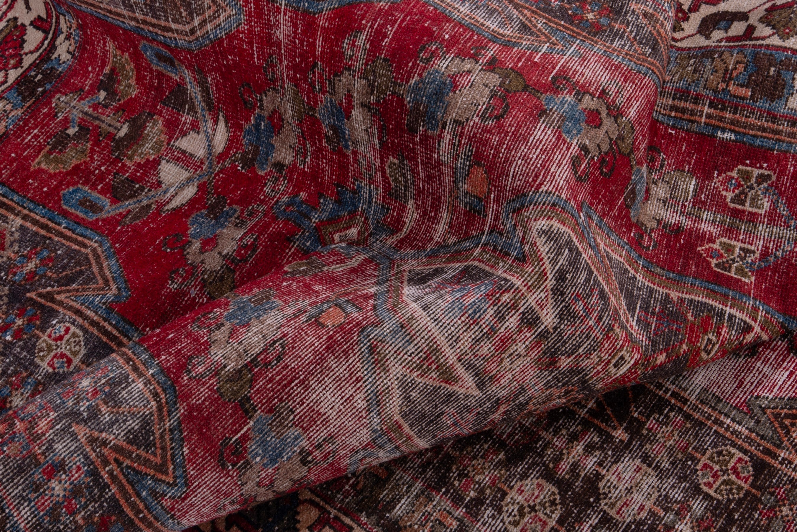 Persian Saveh accent rug in deep red and muted pink, view 13 of 17