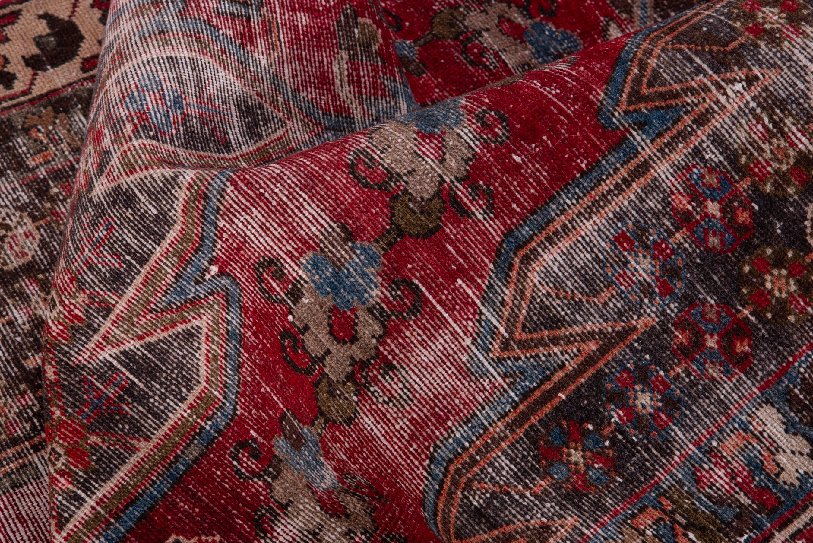 Persian Saveh accent rug in deep red and muted pink, view 15 of 17