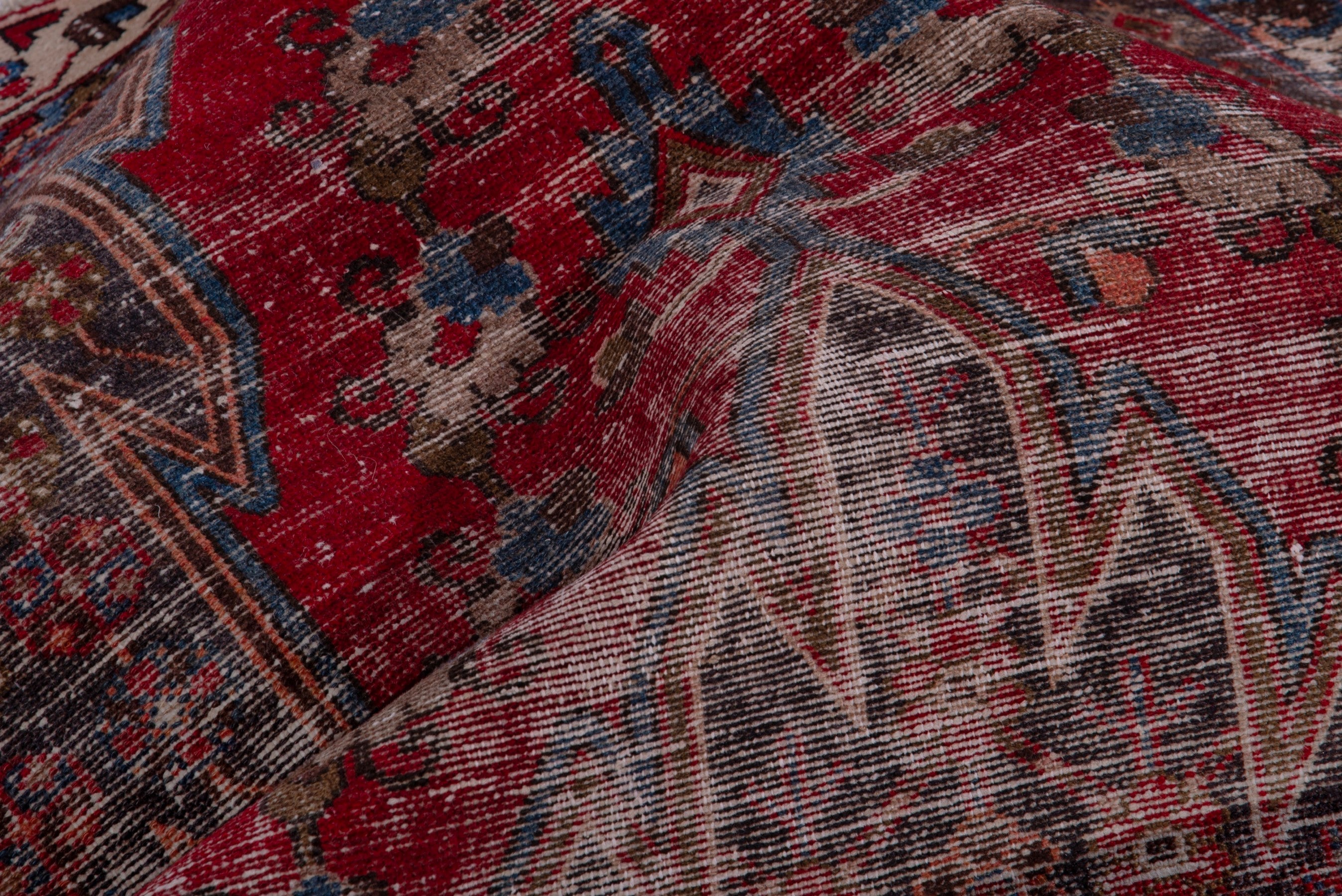 Persian Saveh accent rug in deep red and muted pink, view 16 of 17