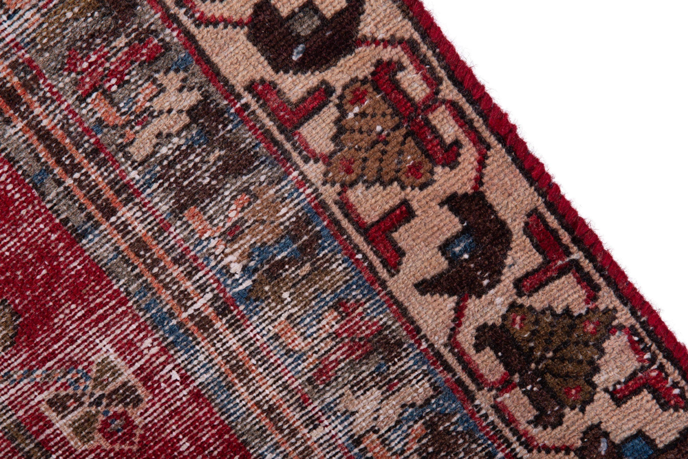 Persian Saveh accent rug in deep red and muted pink, view 7 of 17