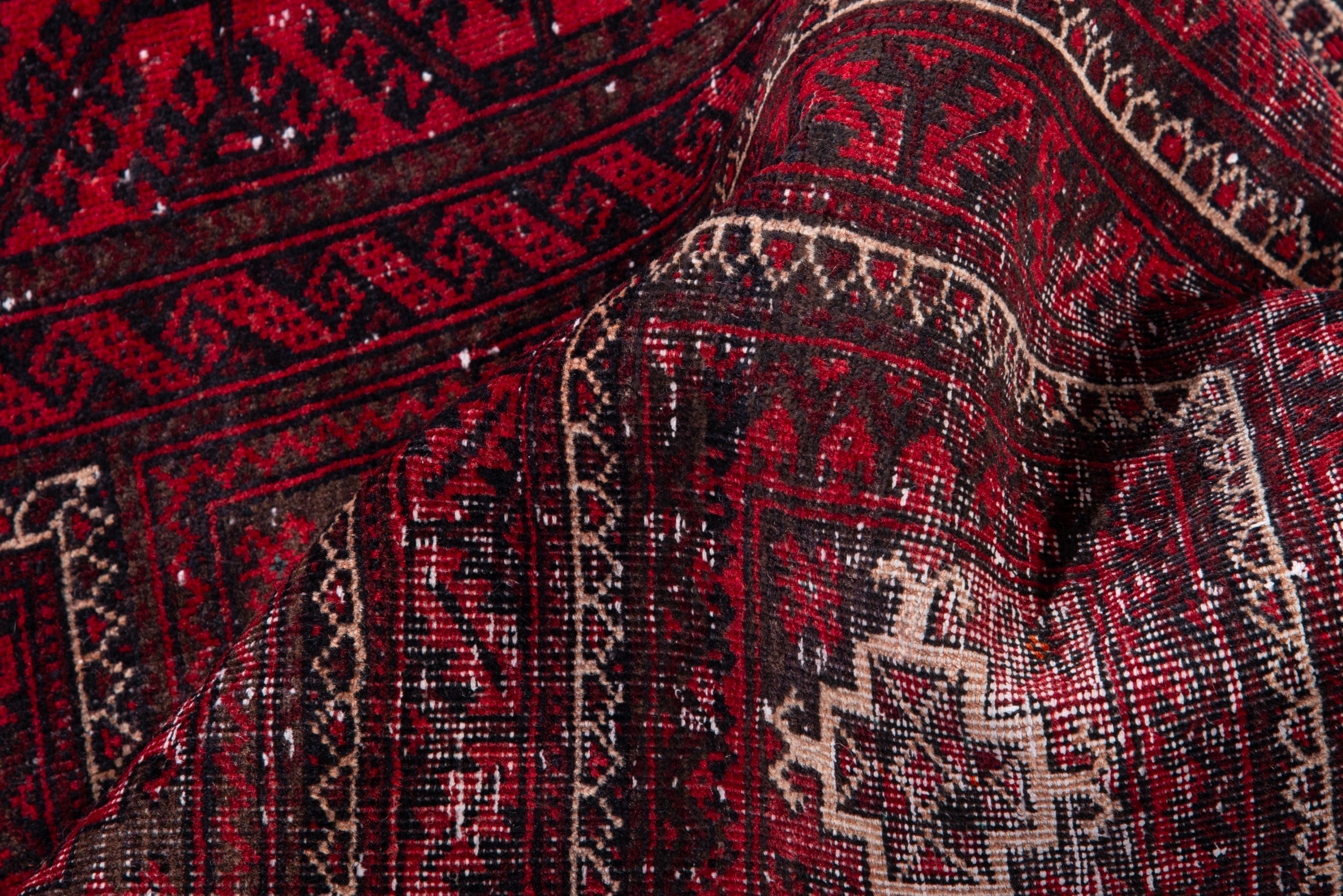 Persian Baluch accent rug in burgundy and deep red, view 13 of 18