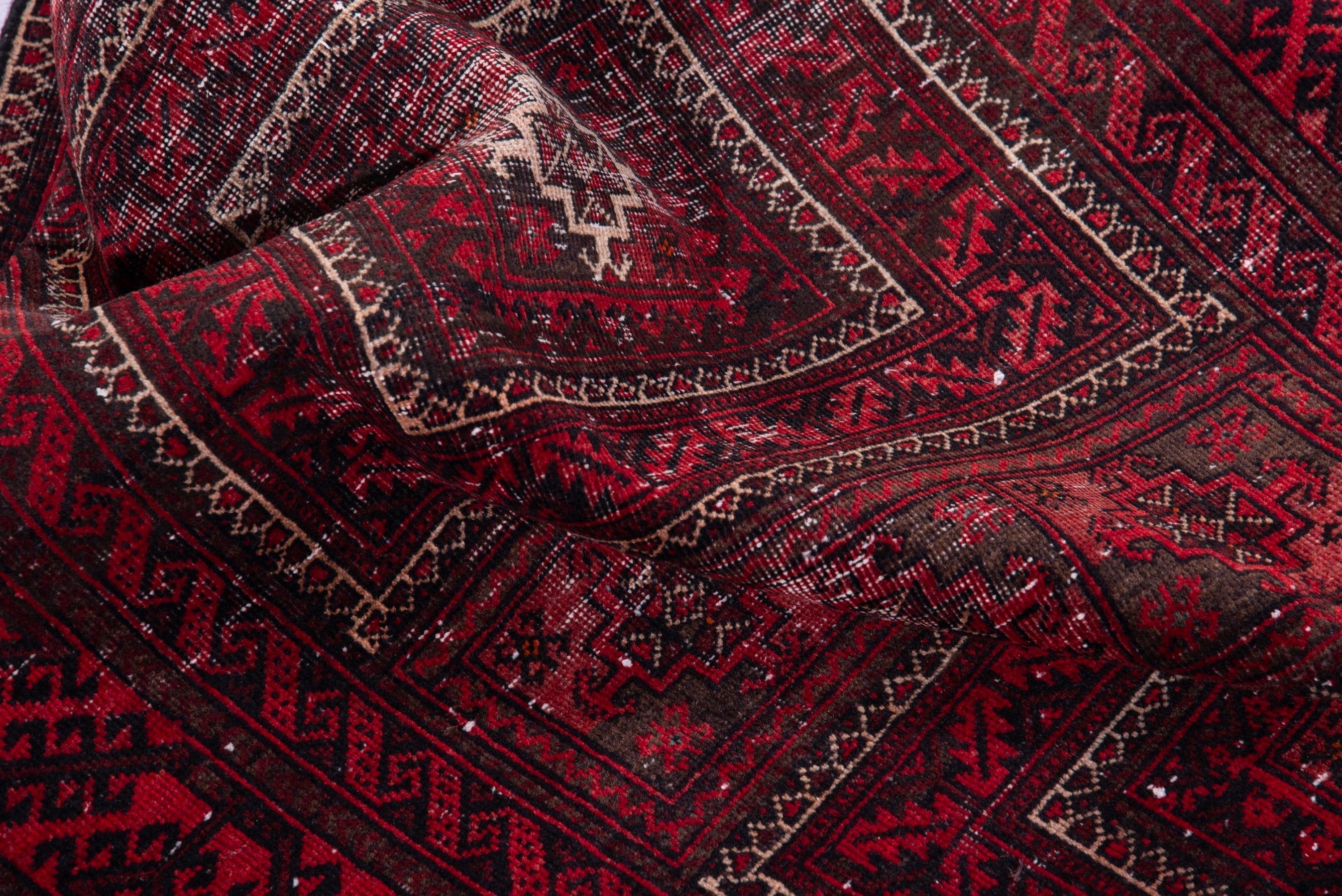 Persian Baluch accent rug in burgundy and deep red, view 14 of 18