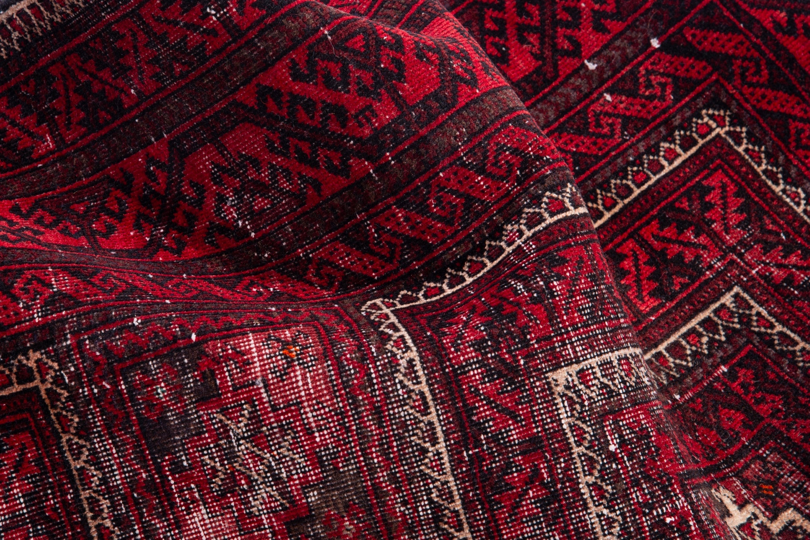 Persian Baluch accent rug in burgundy and deep red, view 15 of 18