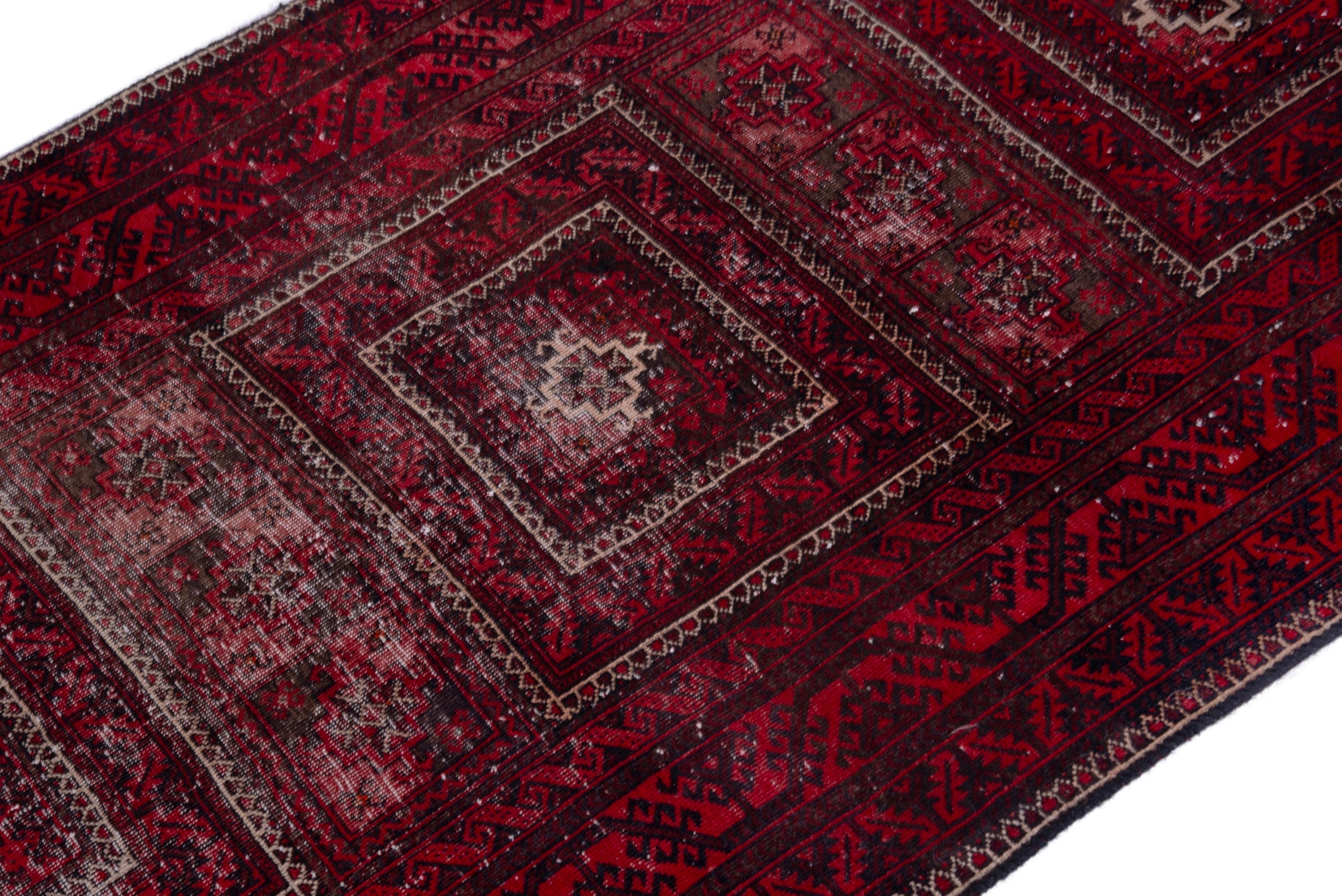 Persian Baluch accent rug in burgundy and deep red, view 6 of 18