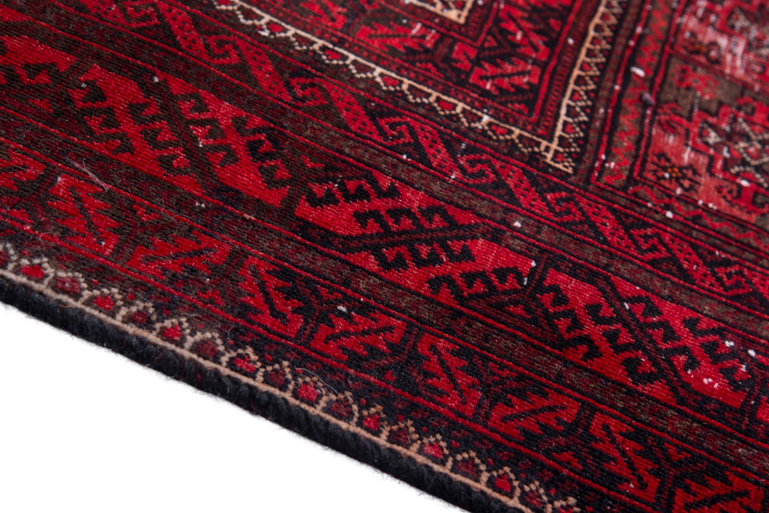 Persian Baluch accent rug in burgundy and deep red, view 8 of 18