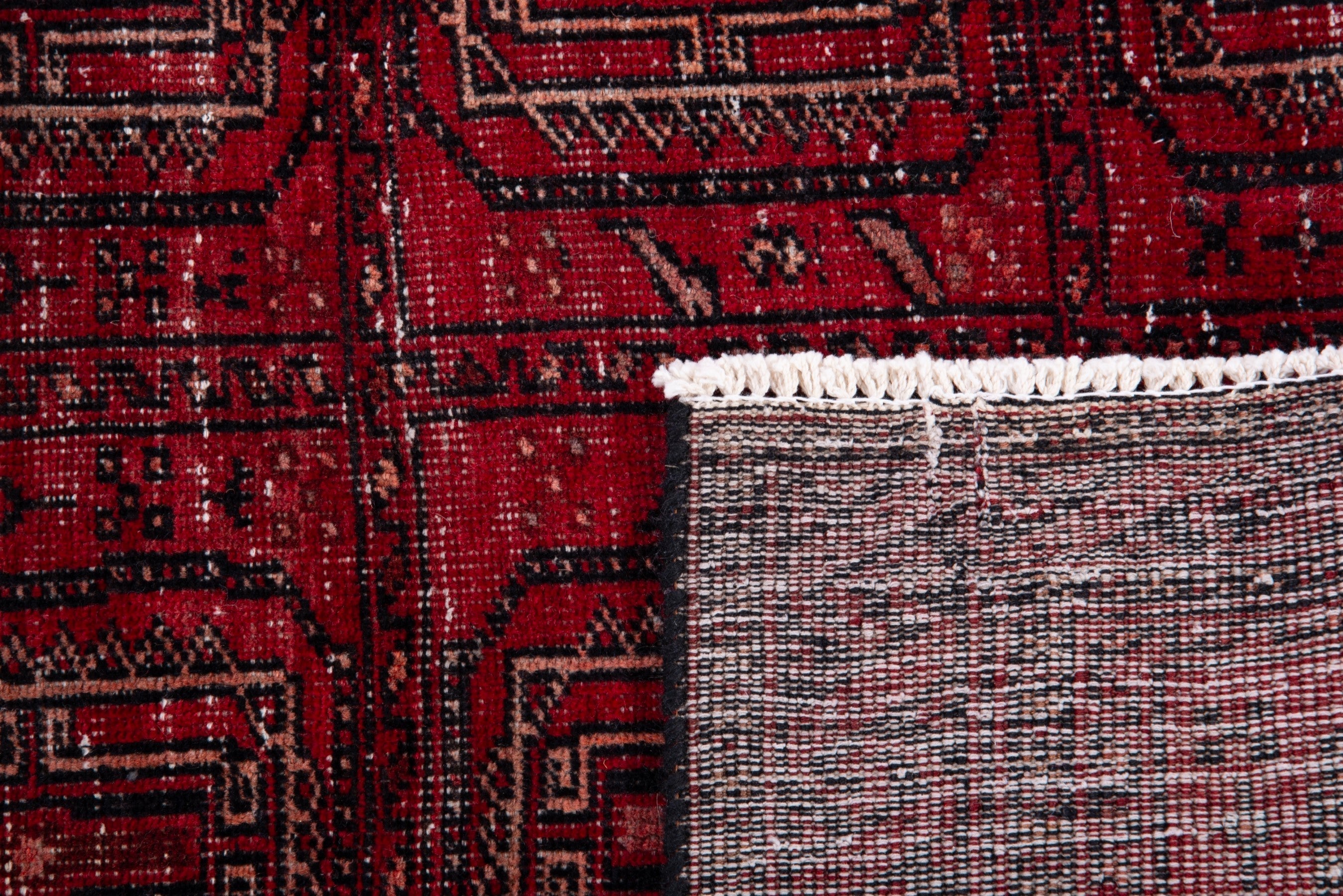 Persian Baluch accent rug in deep red and faded red, view 15 of 15