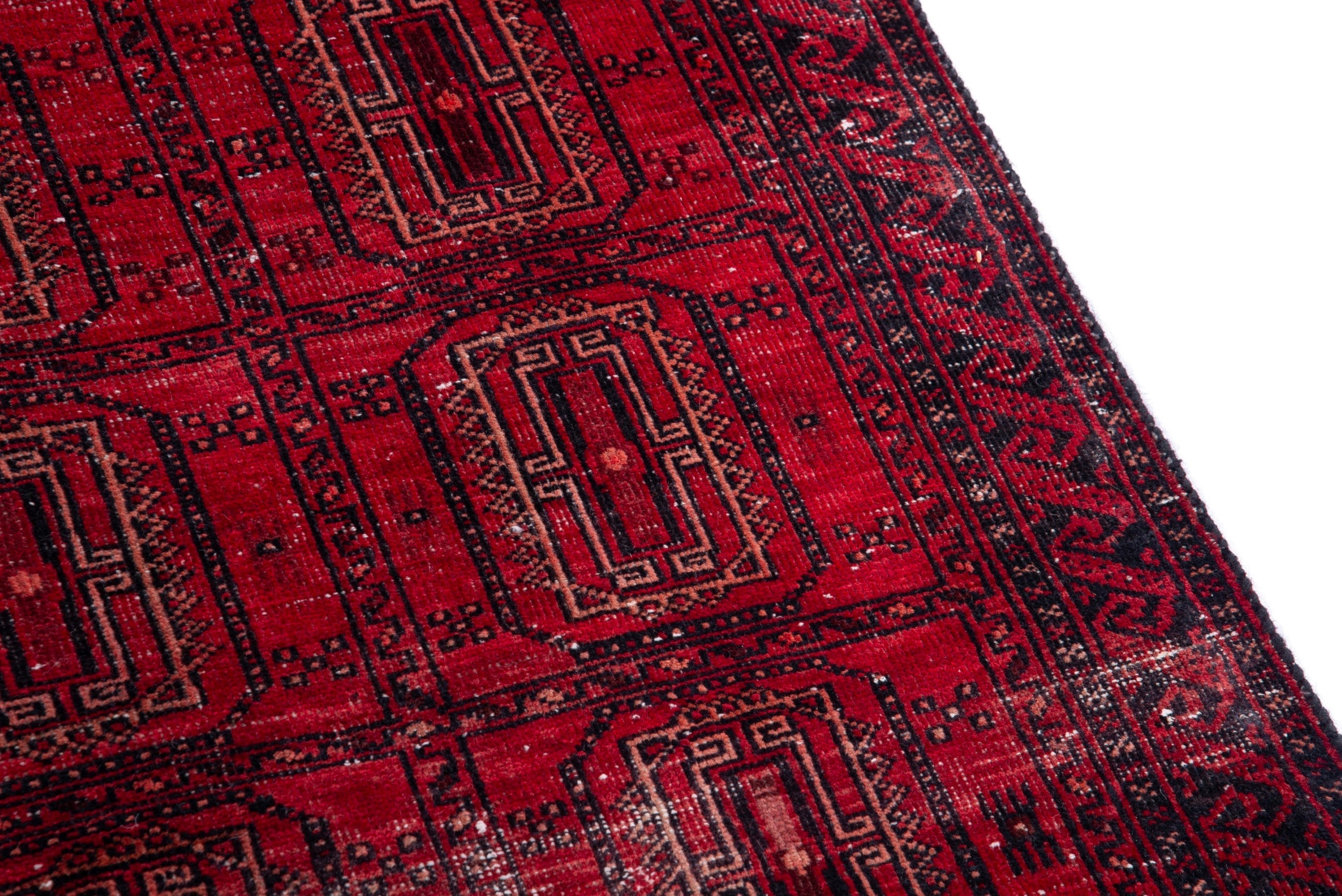 Persian Baluch accent rug in deep red and faded red, view 7 of 15