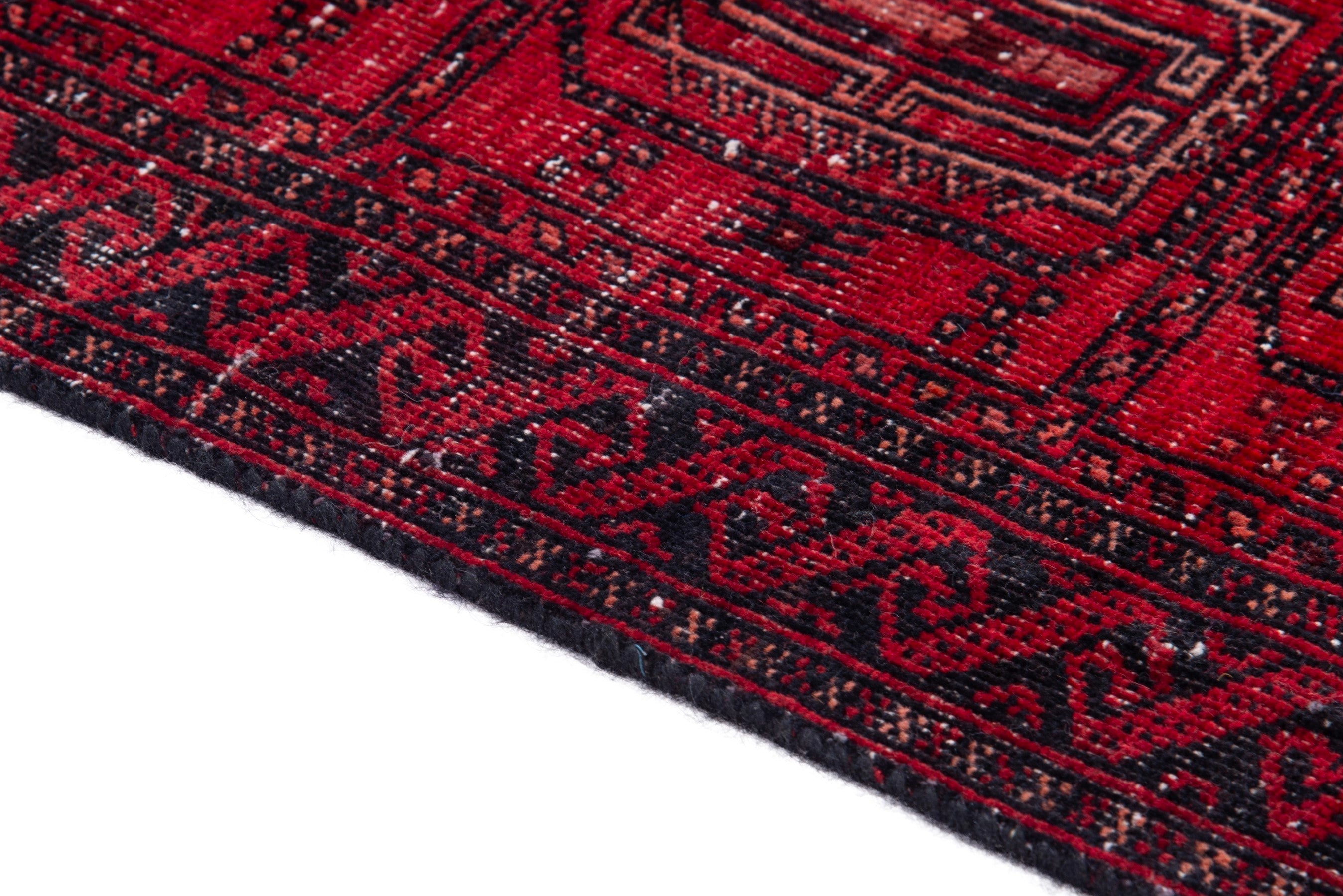 Persian Baluch accent rug in deep red and faded red, view 4 of 15