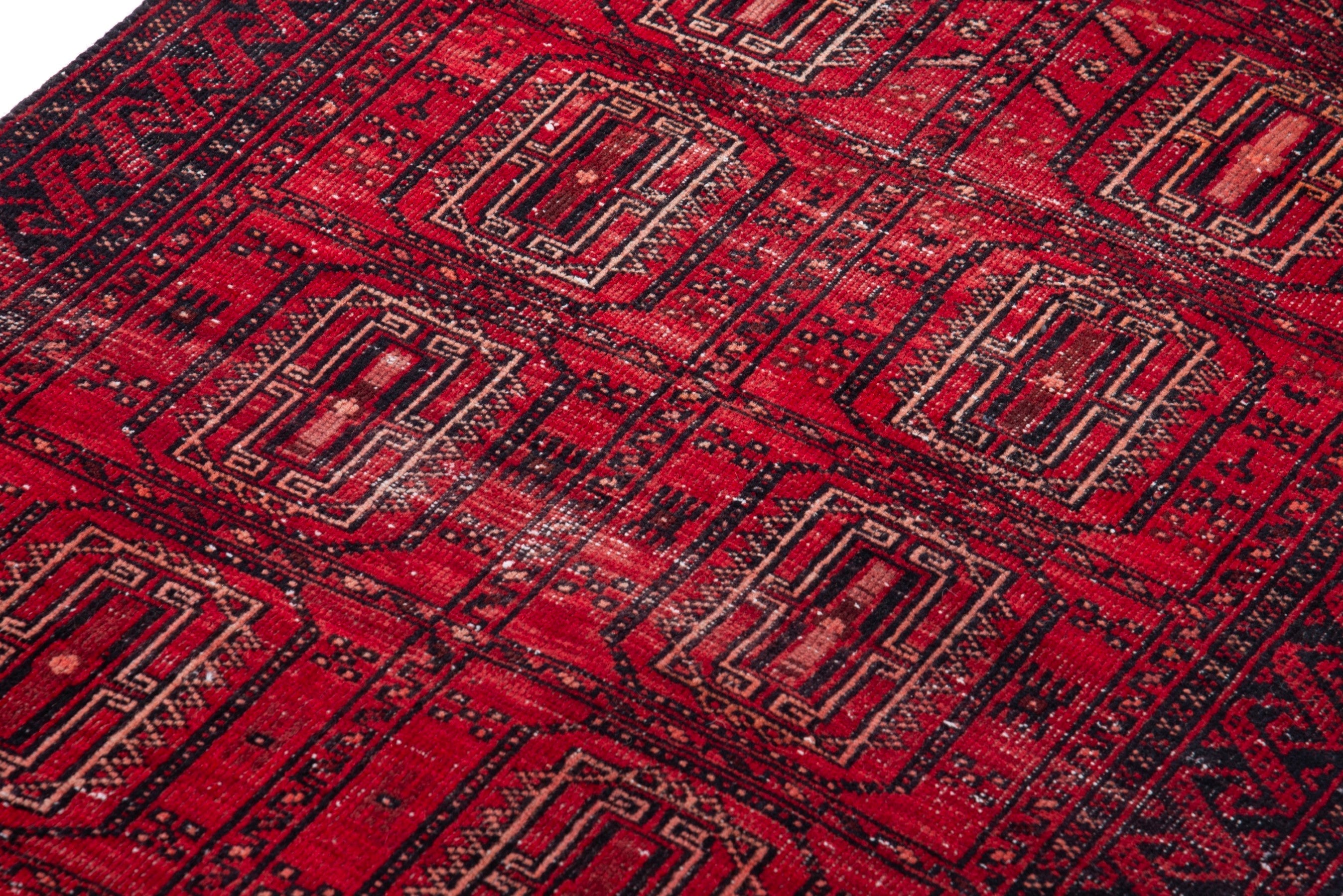 Persian Baluch accent rug in deep red and faded red, view 8 of 15