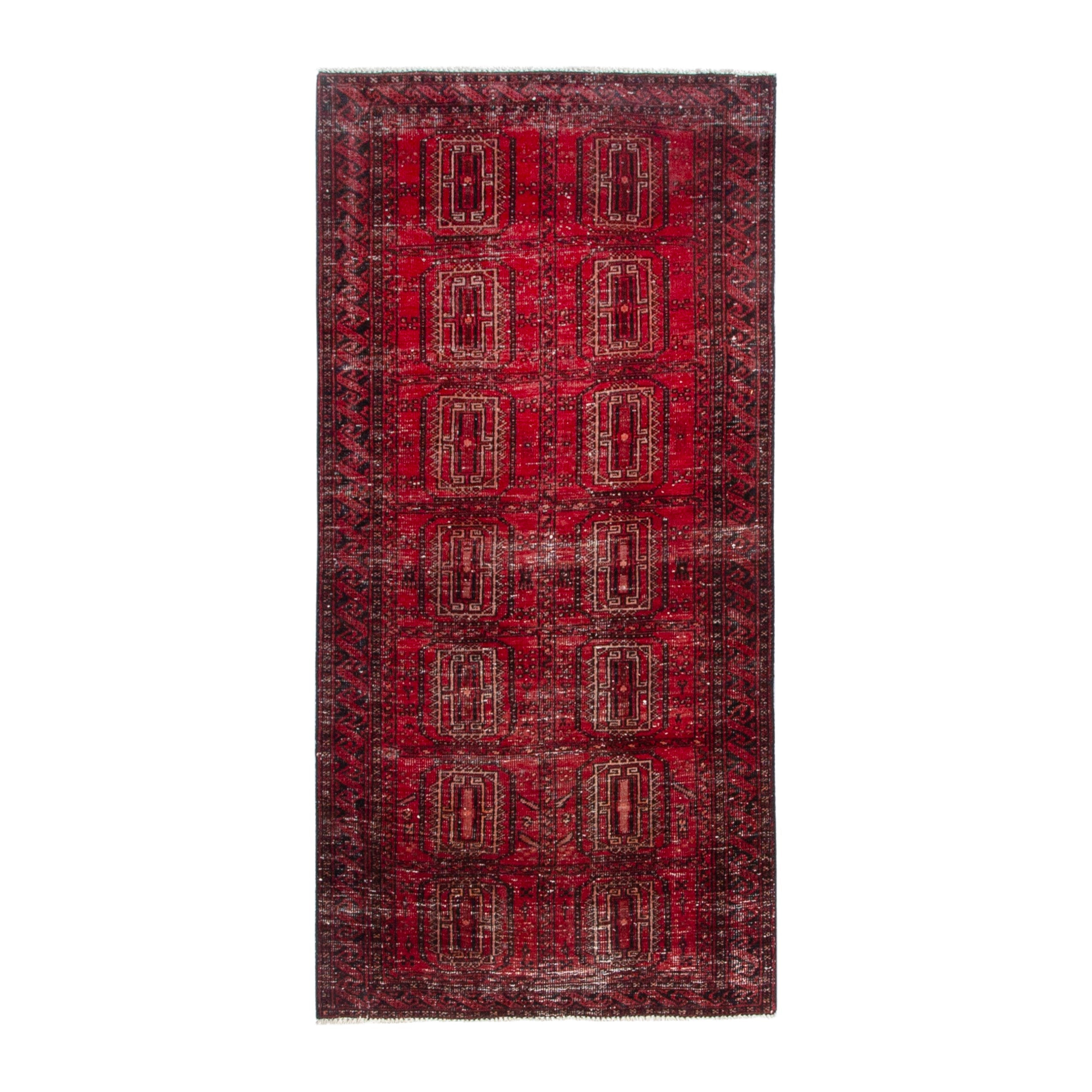Persian Baluch accent rug in deep red and faded red, 2'7" x 5'2"