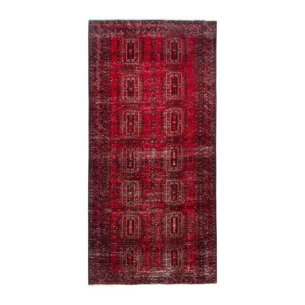 Persian Baluch accent rug in deep red and faded red, 2'7" x 5'2"