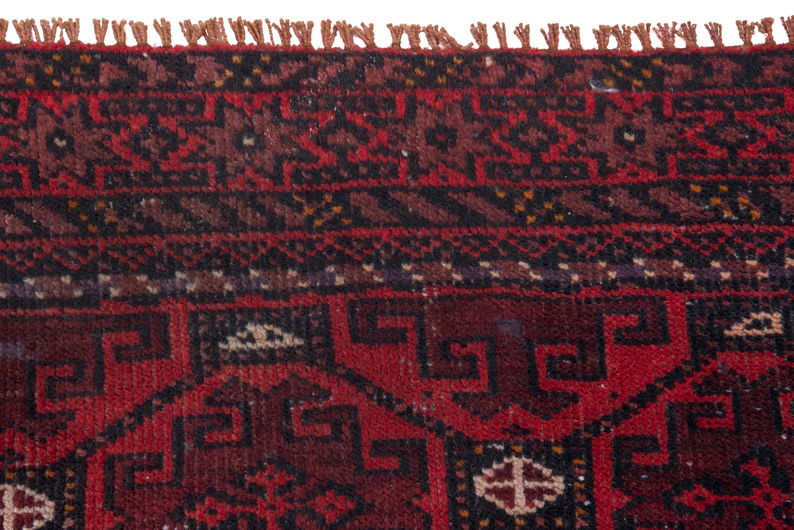 Persian Baluch runner rug in deep red and burgundy, view 10 of 18