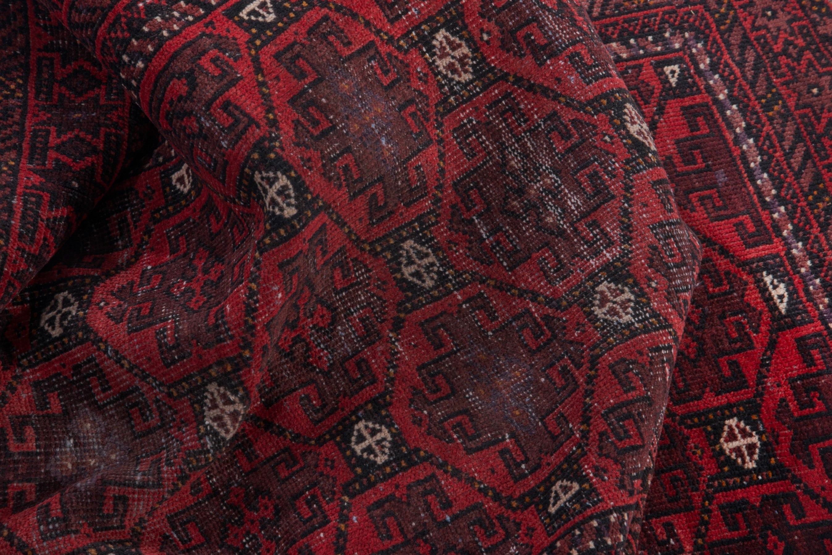 Persian Baluch runner rug in deep red and burgundy, view 13 of 18