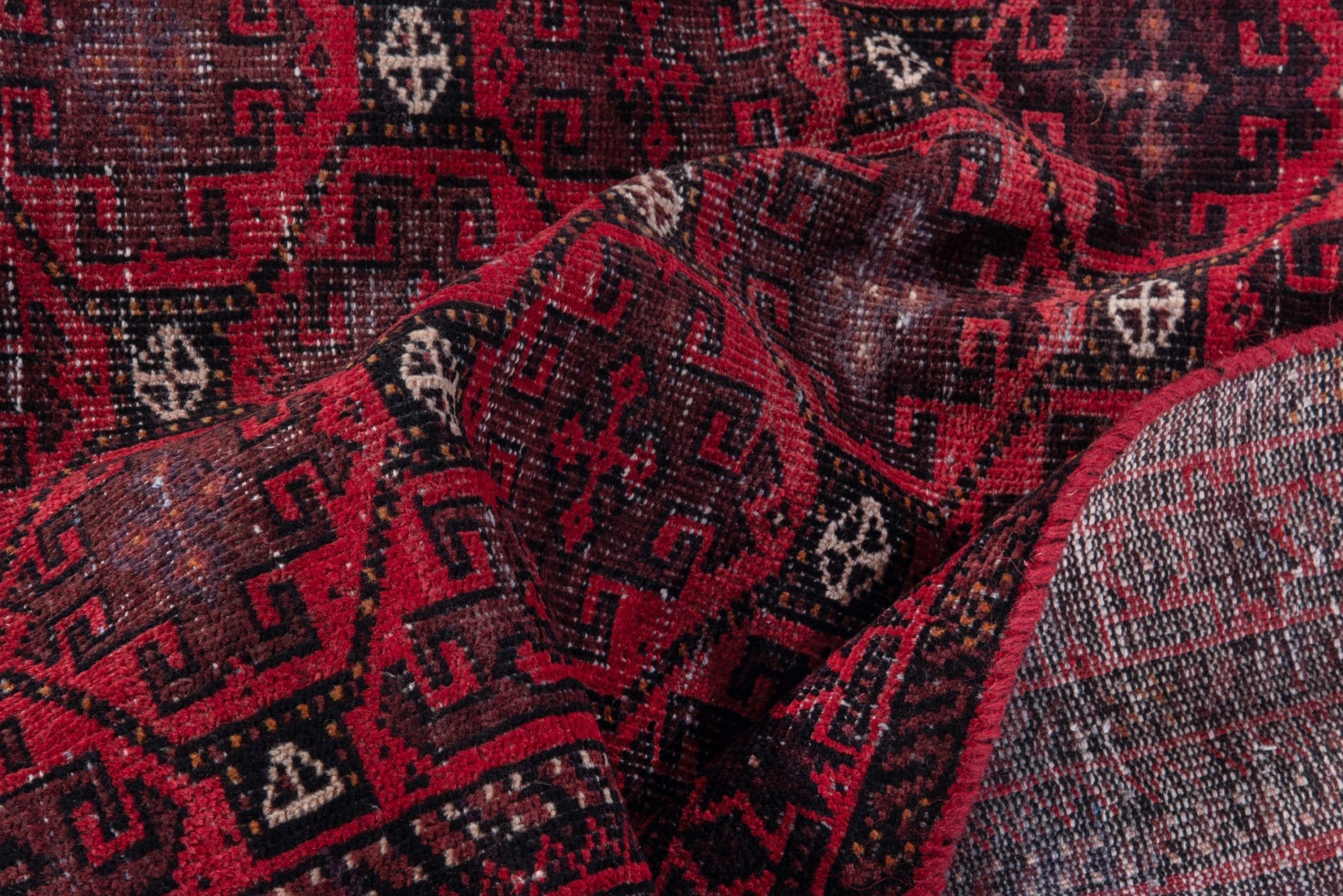 Persian Baluch runner rug in deep red and burgundy, view 15 of 18