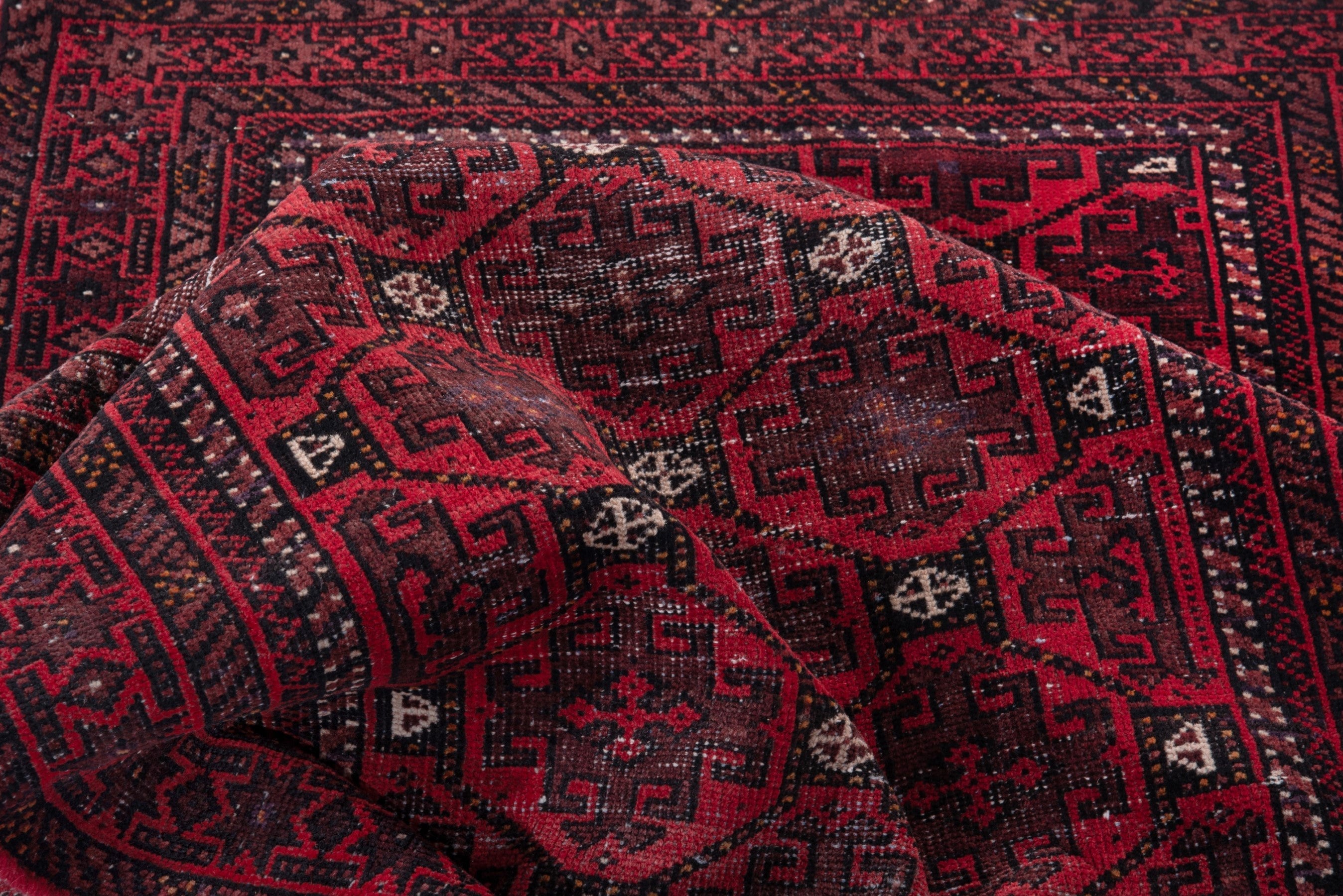 Persian Baluch runner rug in deep red and burgundy, view 16 of 18