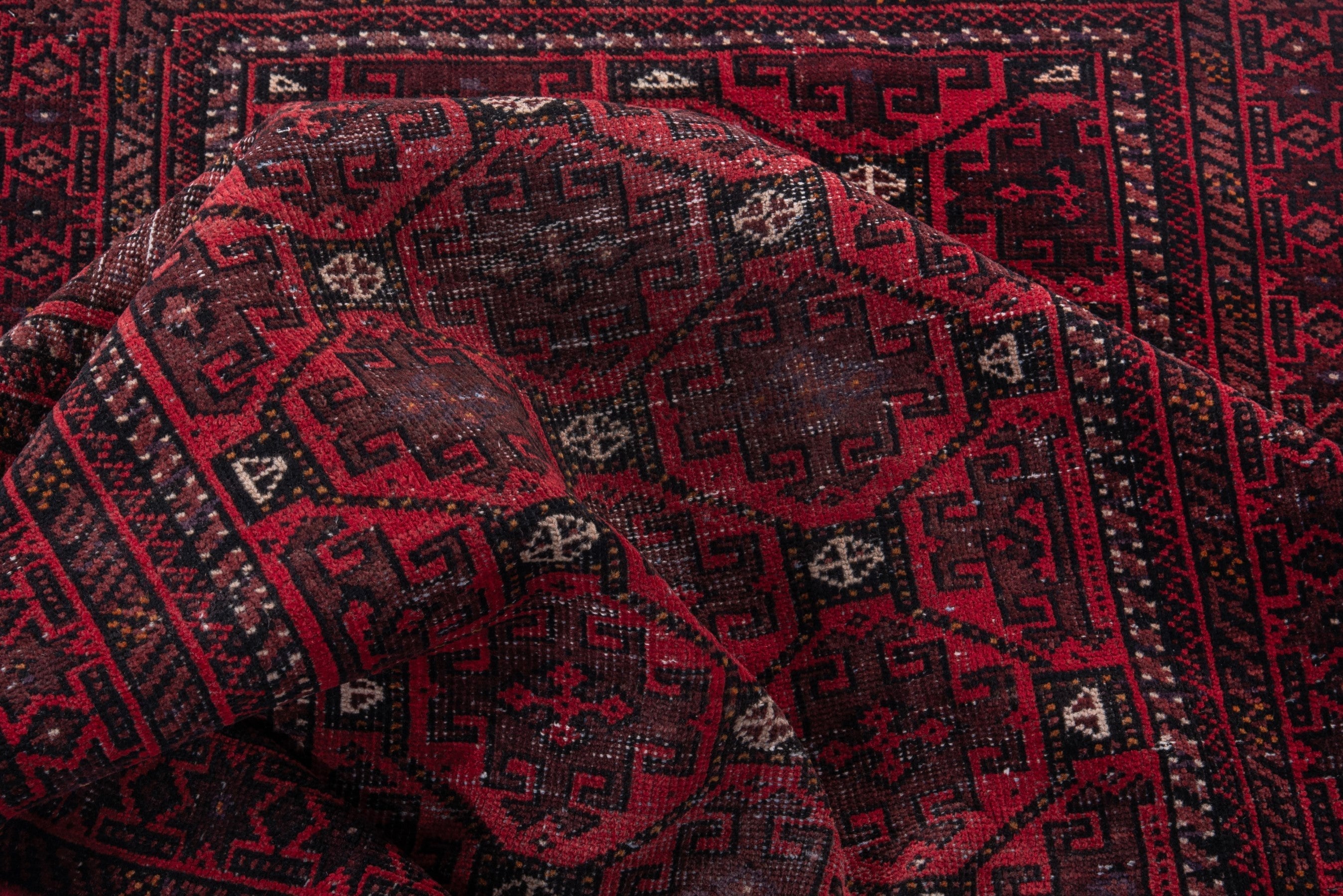 Persian Baluch runner rug in deep red and burgundy, view 17 of 18