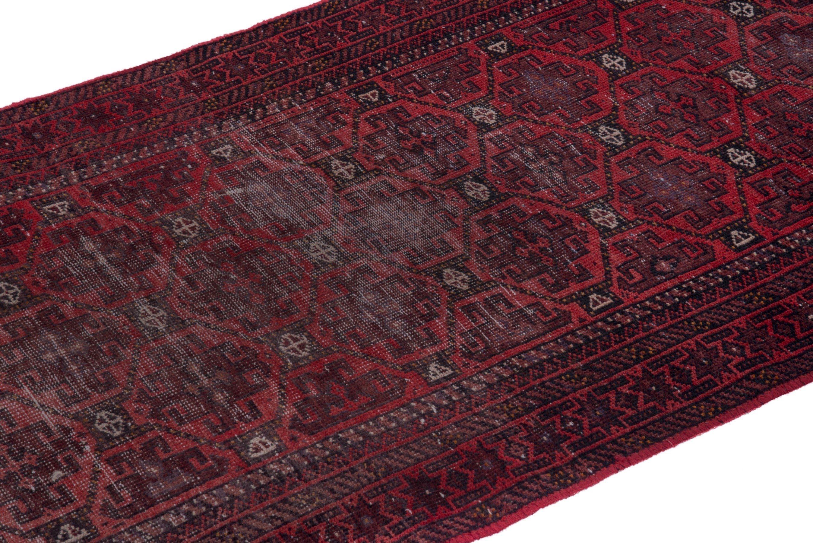 Persian Baluch runner rug in deep red and burgundy, view 6 of 18