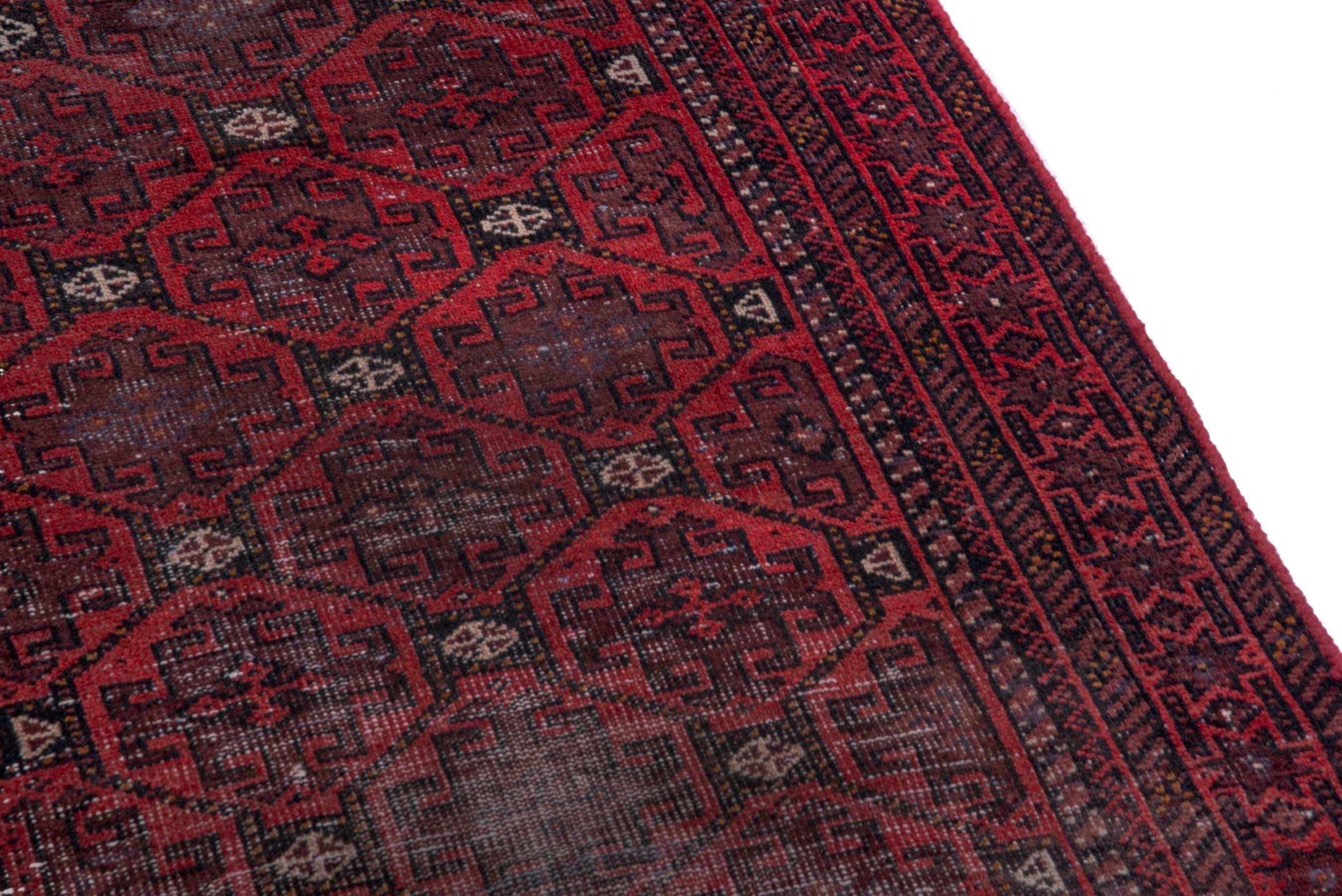 Persian Baluch runner rug in deep red and burgundy, view 7 of 18