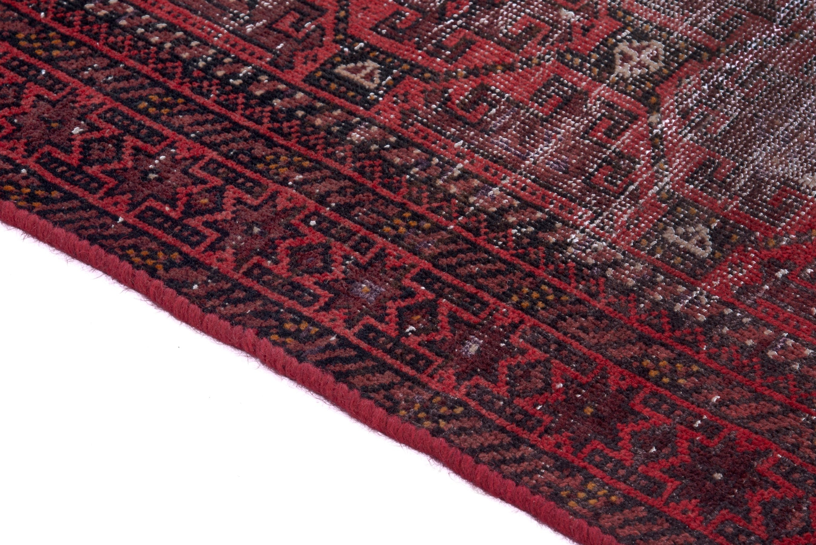 Persian Baluch runner rug in deep red and burgundy, view 8 of 18