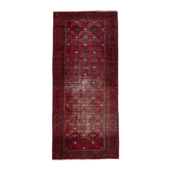 Persian Baluch runner rug in deep red and burgundy, 2'7" x 6'1"