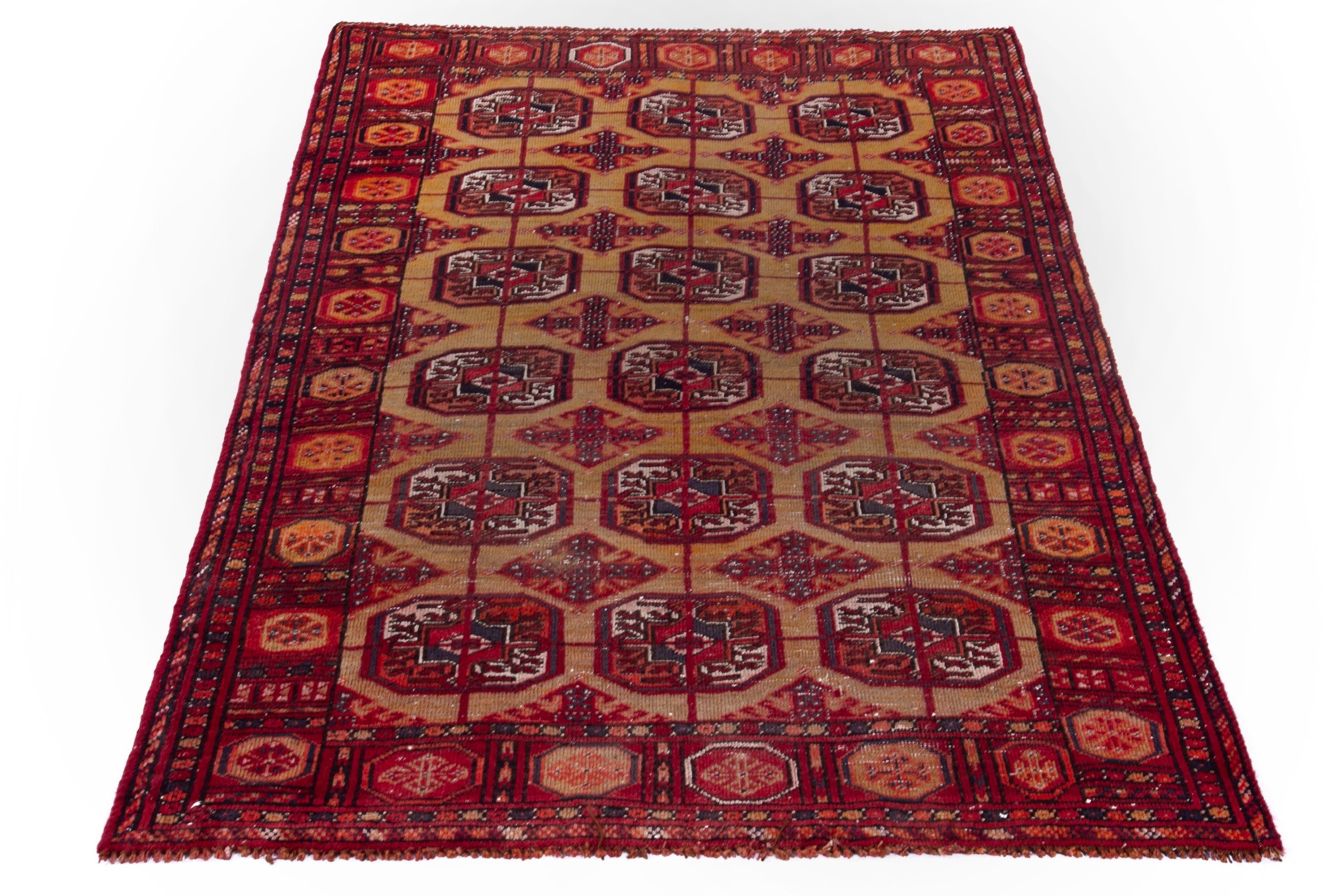 Persian Baluch accent rug in terracotta and deep red, view 3 of 16
