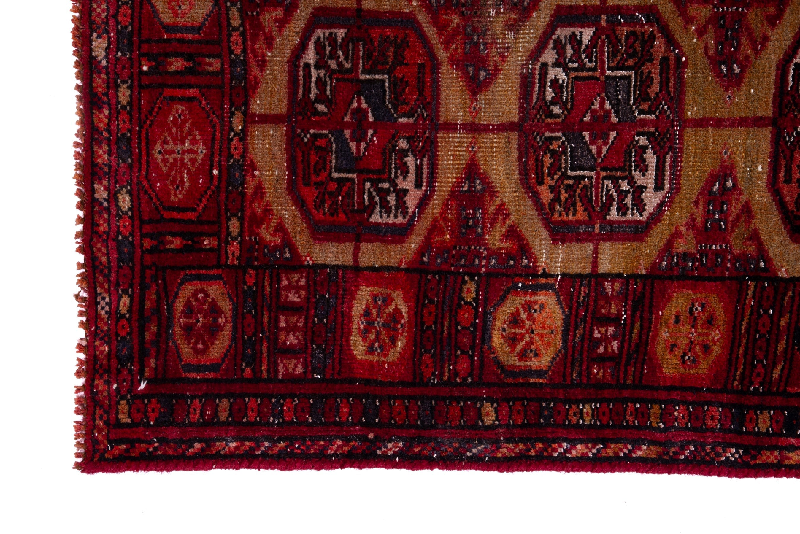 Persian Baluch accent rug in terracotta and deep red, view 5 of 16