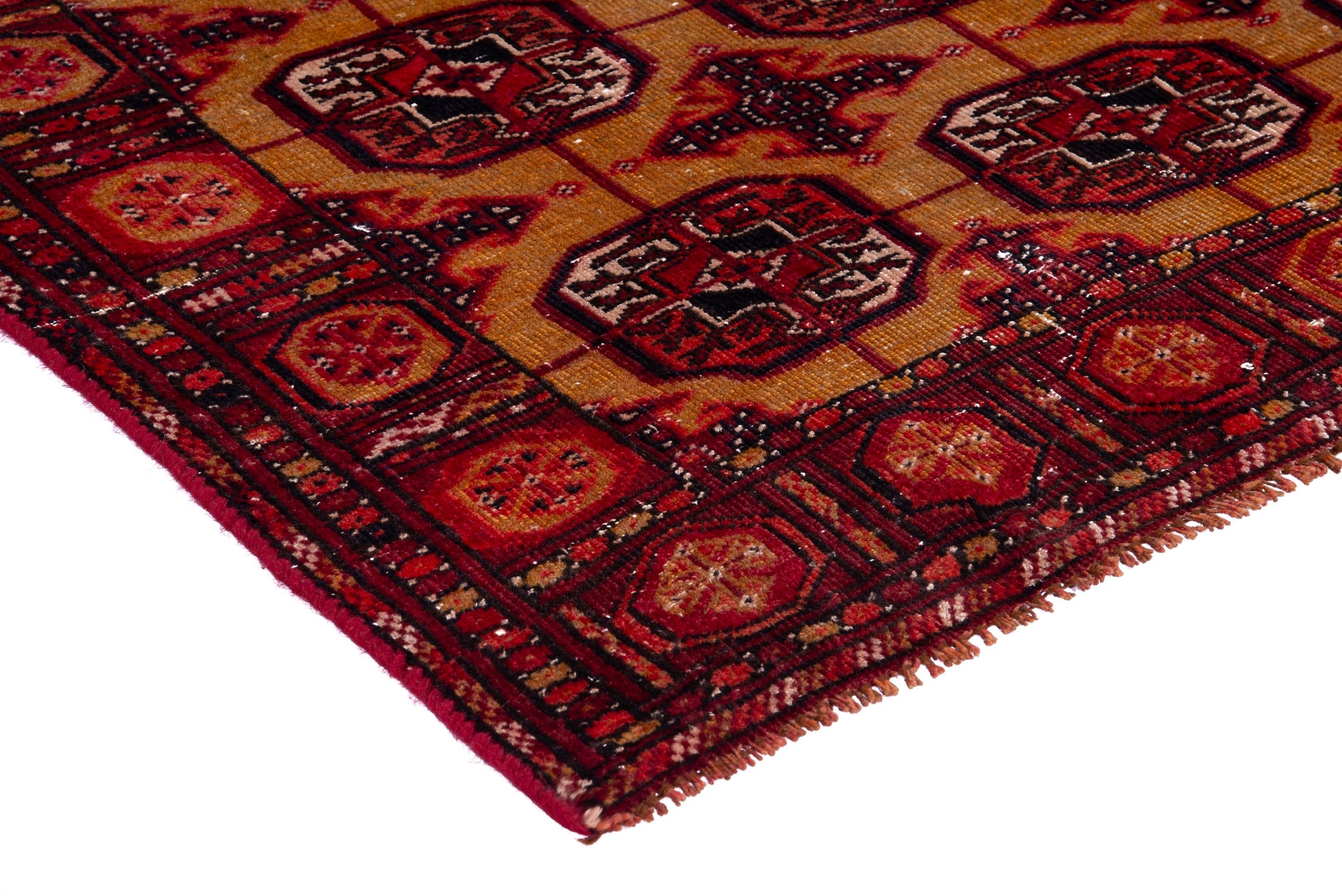 Persian Baluch accent rug in terracotta and deep red, view 4 of 16