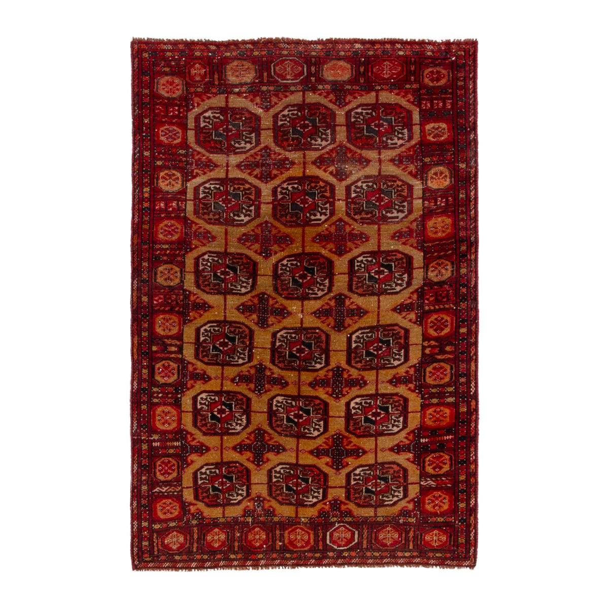 Persian Baluch accent rug in terracotta and deep red, 3'3" x 4'9"