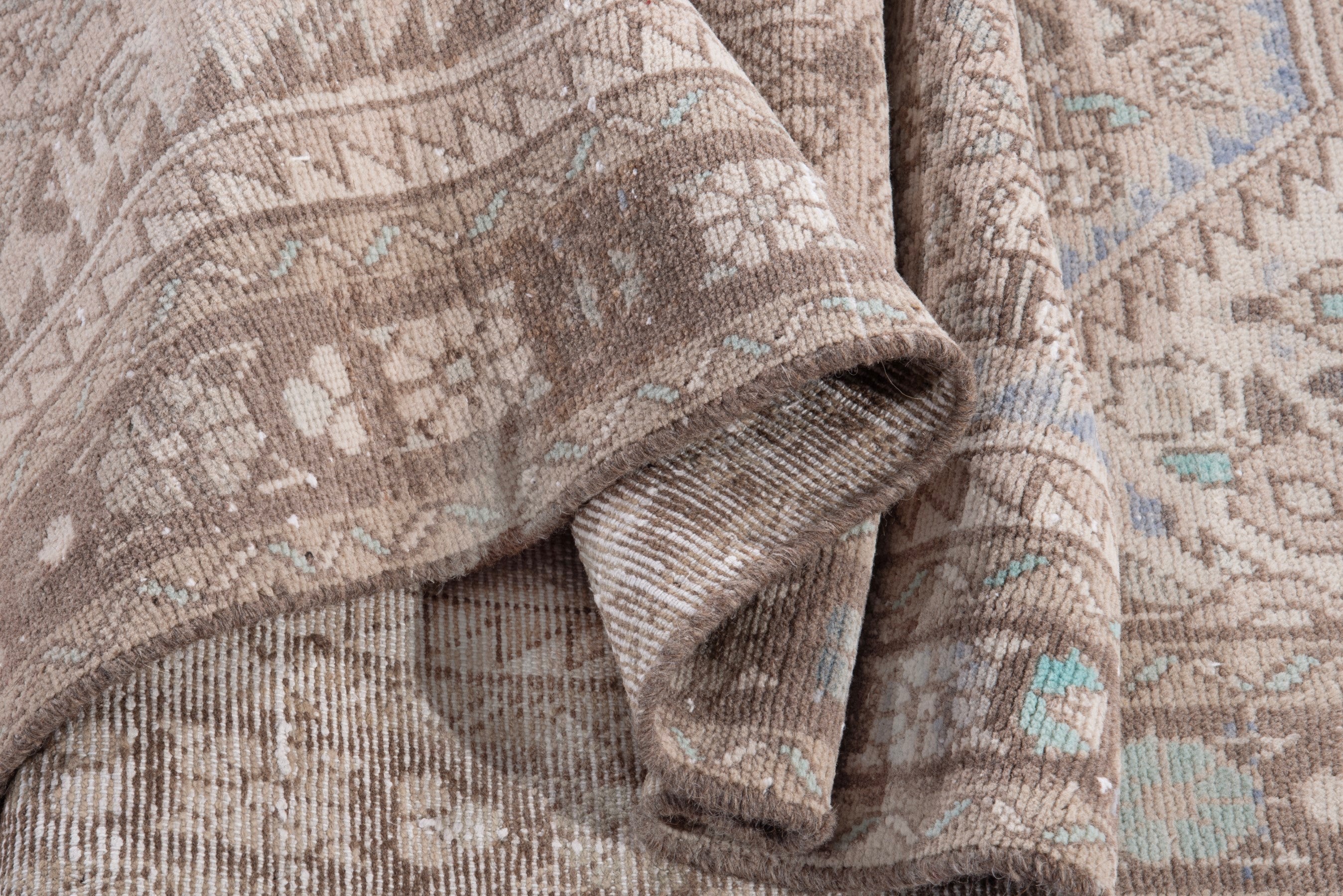 Persian Hamedan runner rug in taupe and greige, view 15 of 17