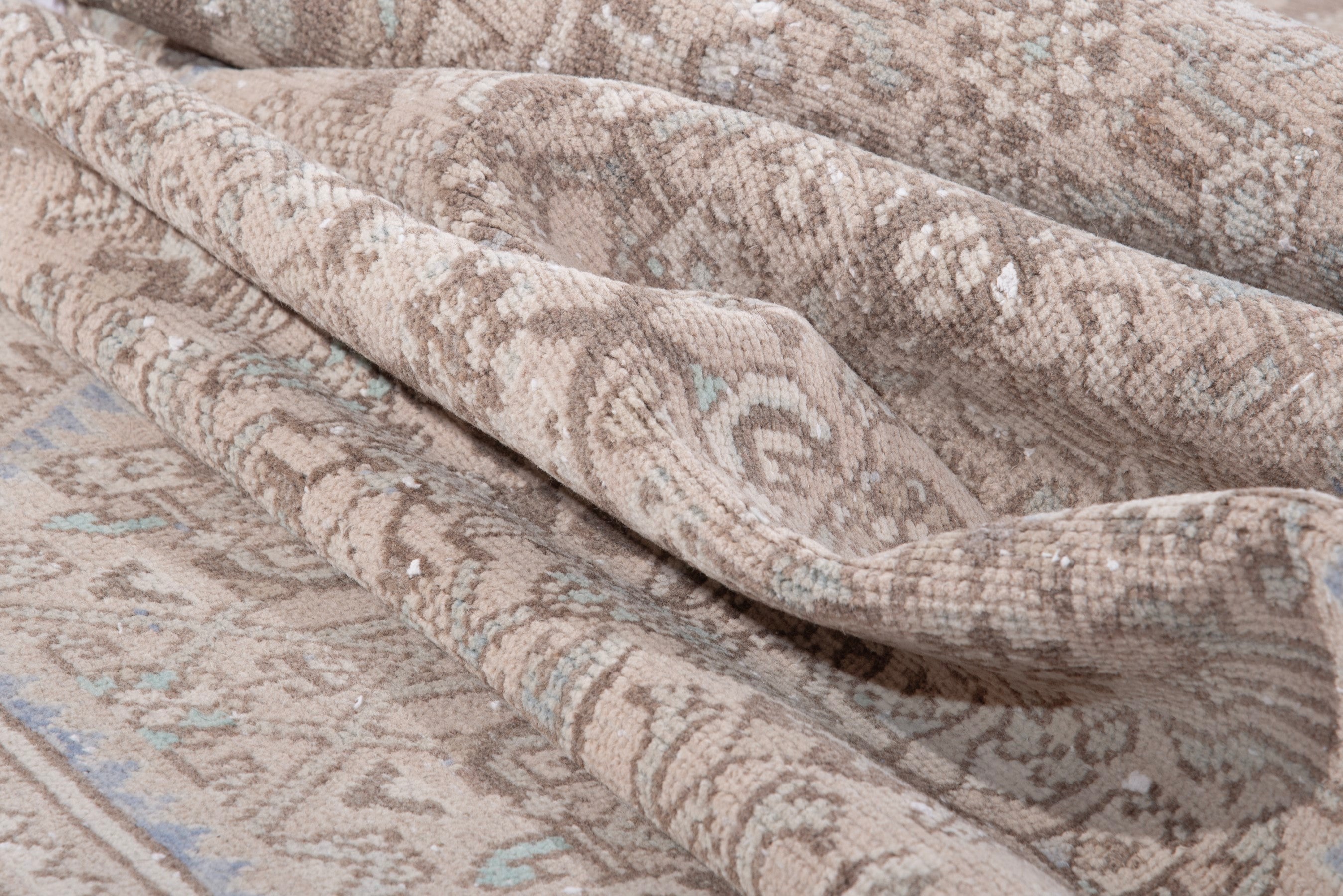 Persian Hamedan runner rug in taupe and greige, view 16 of 17